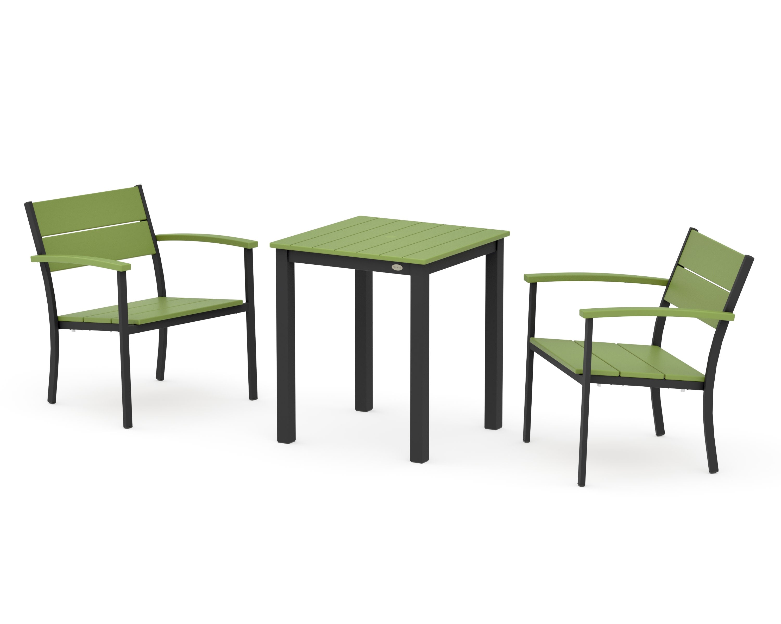 Main Street 3-Piece Square Dining Set in Black / Lime