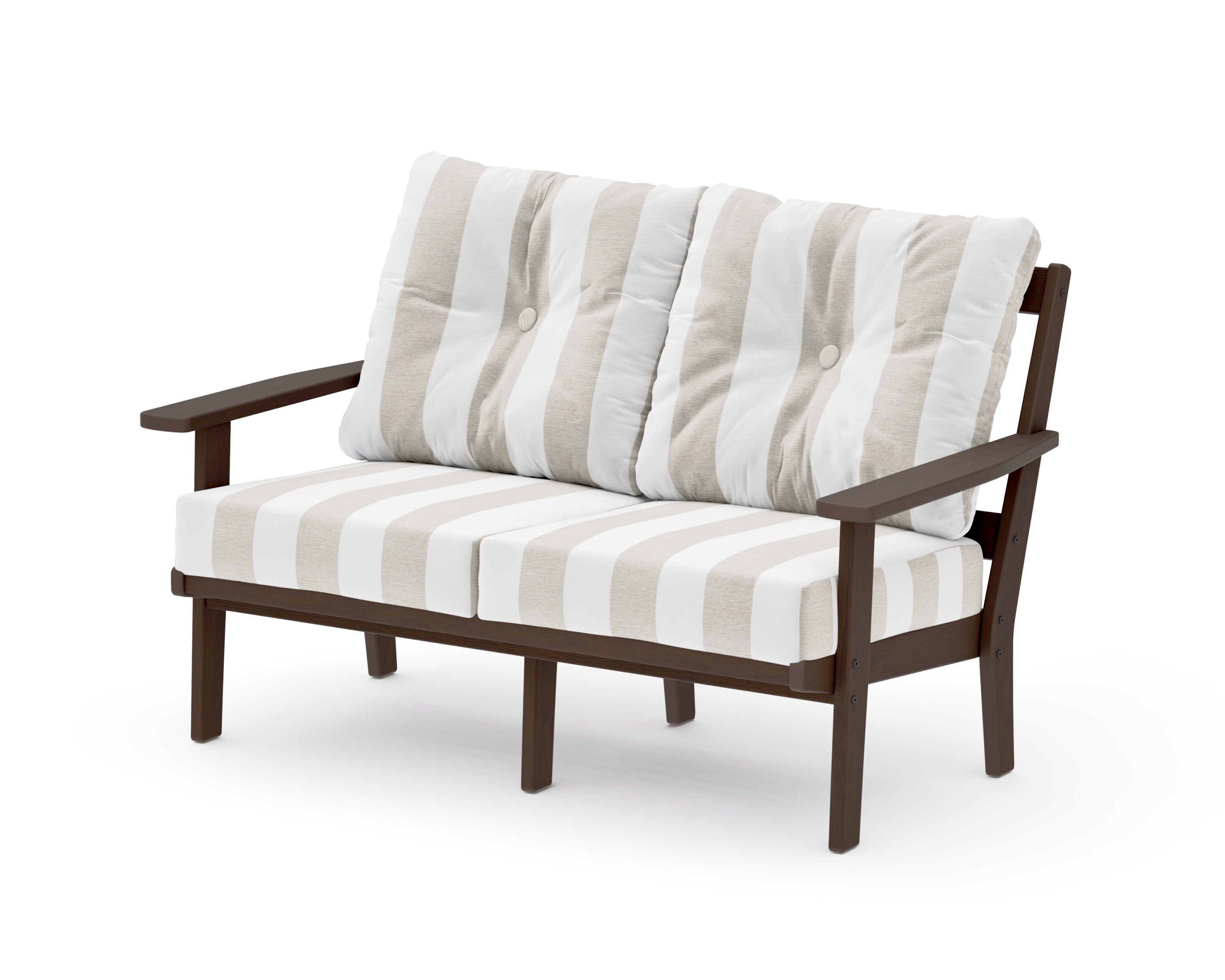 Oxford Deep SeatingLoveseat in Kona / Cabana Stripe Dune Burlap