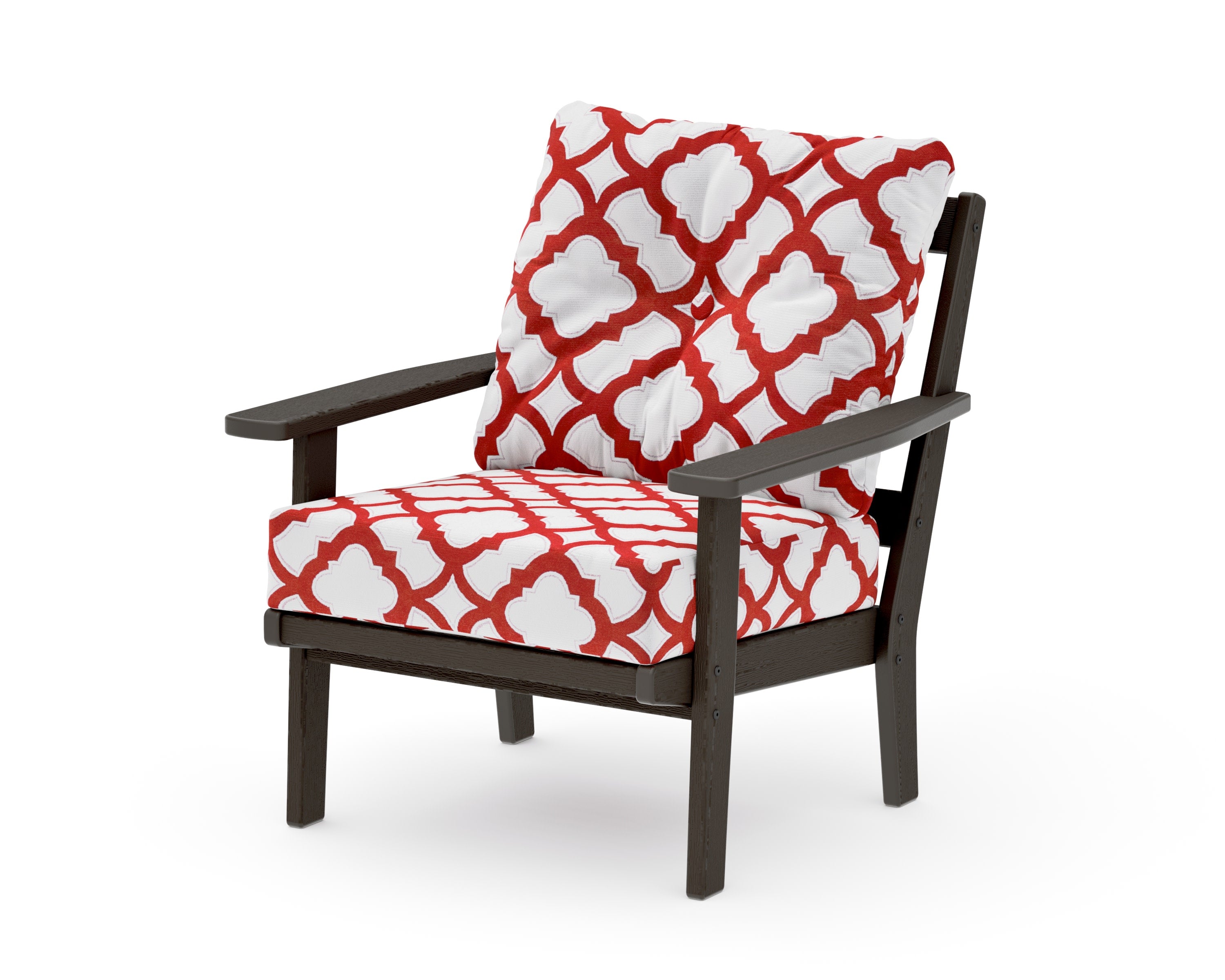 Prairie Deep Seating Chair in Vintage Coffee / Trellis Crimson