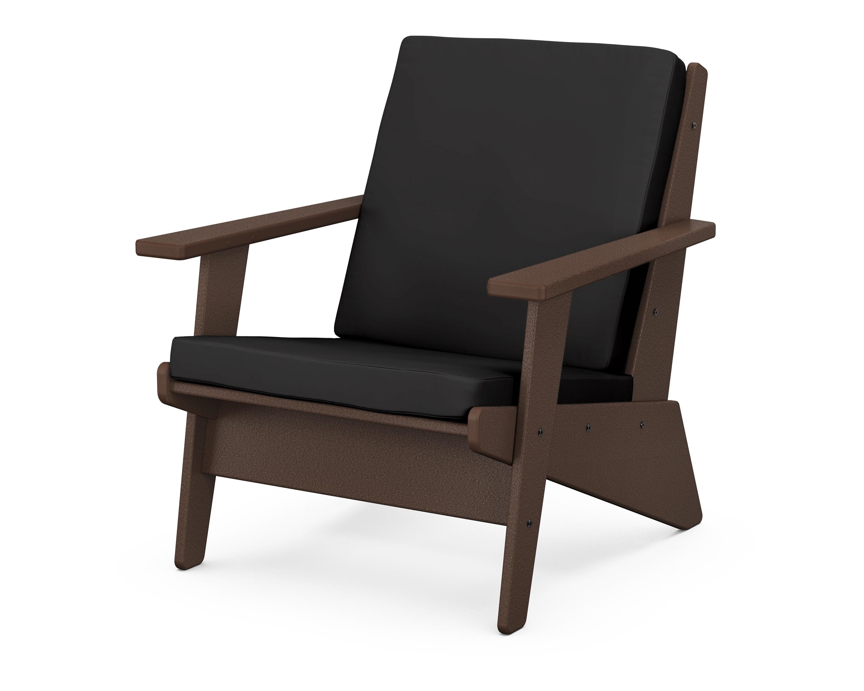 Riviera Modern Lounge Chair in Mahogany / Canvas Black