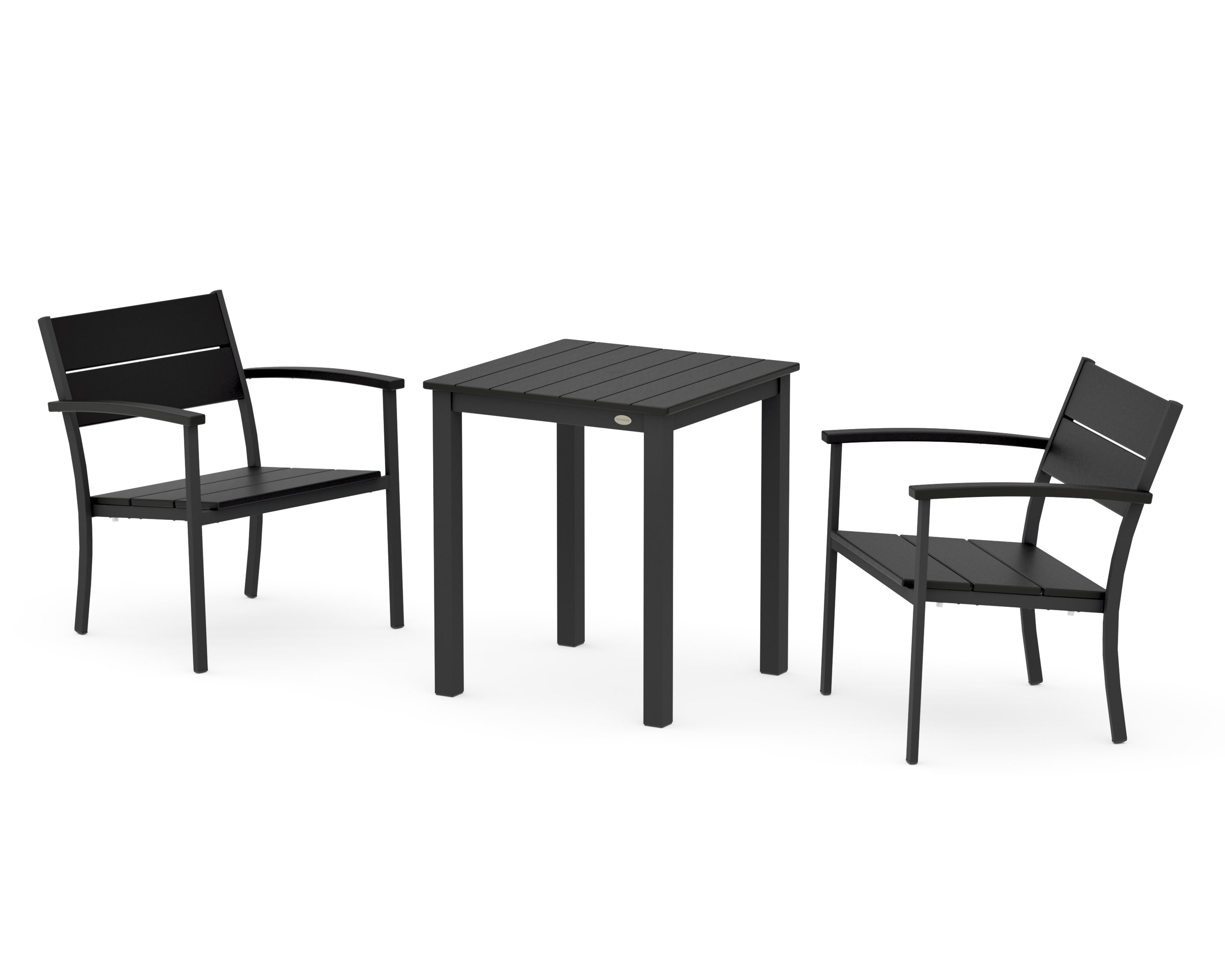 Main Street 3-Piece Square Dining Set in Black / Black