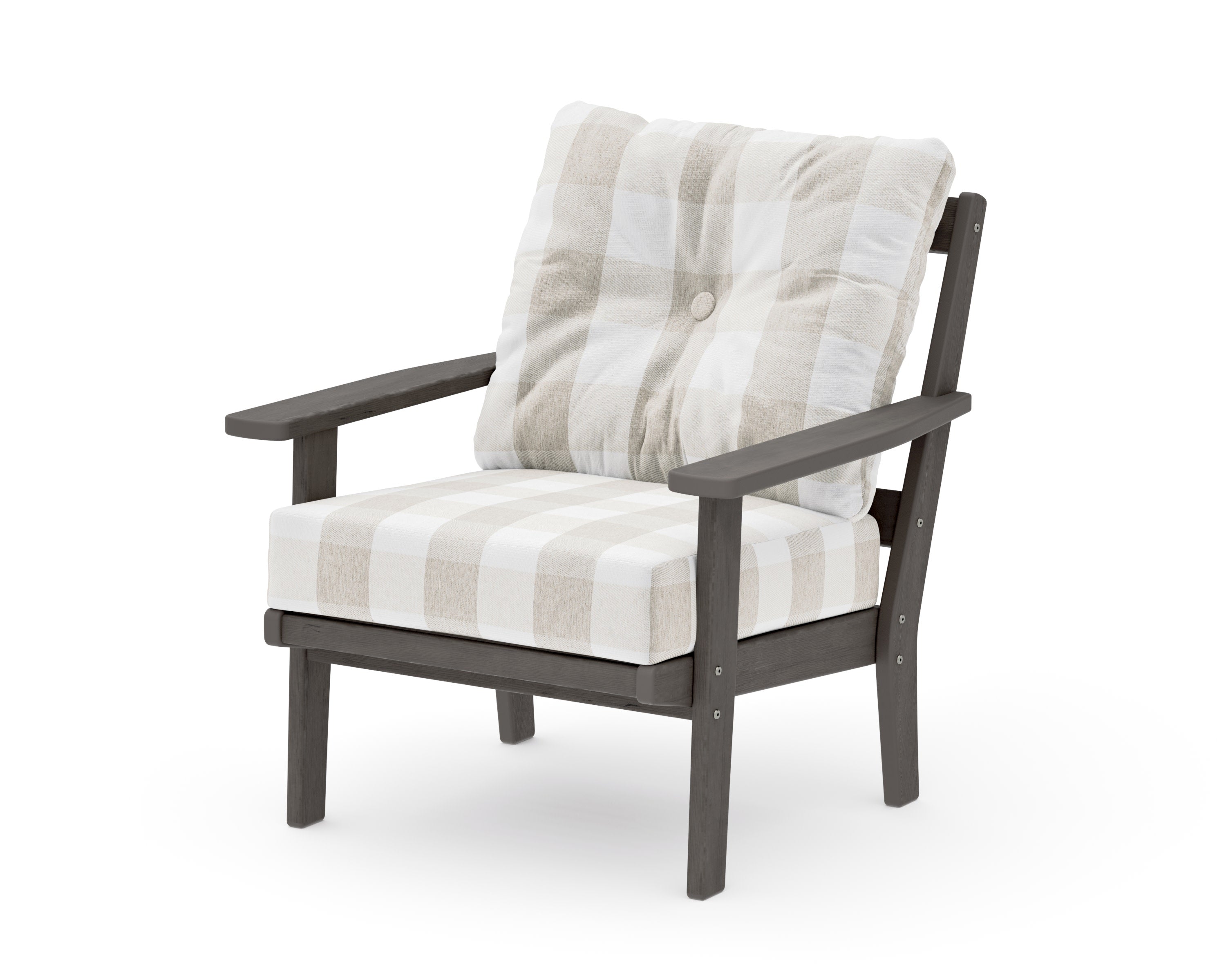 Prairie Deep Seating Chair in Driftwood / Buffalo Plaid Dune Burlap