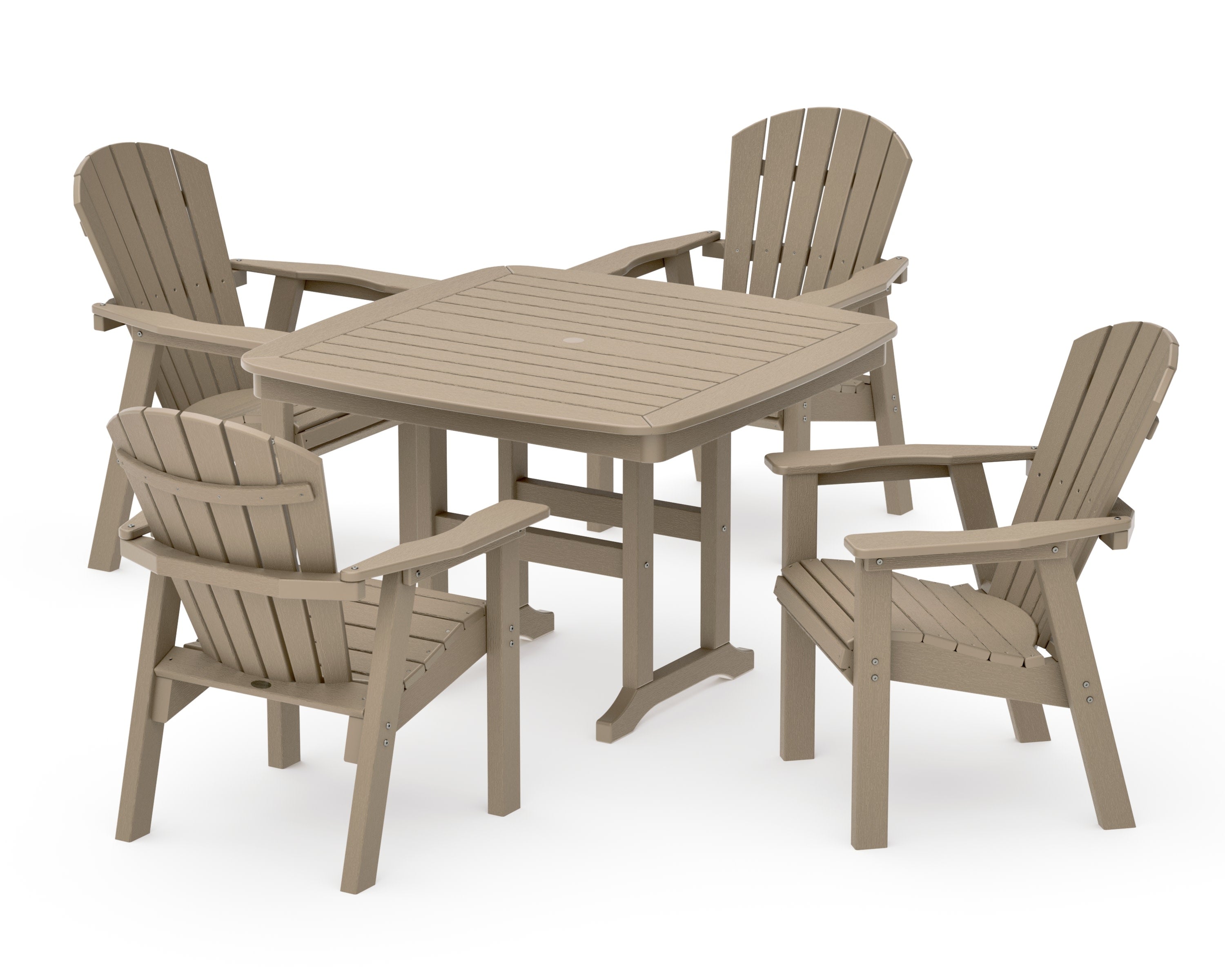 Seashell 5-Piece Dining Set with Trestle Legs in Vintage Sahara
