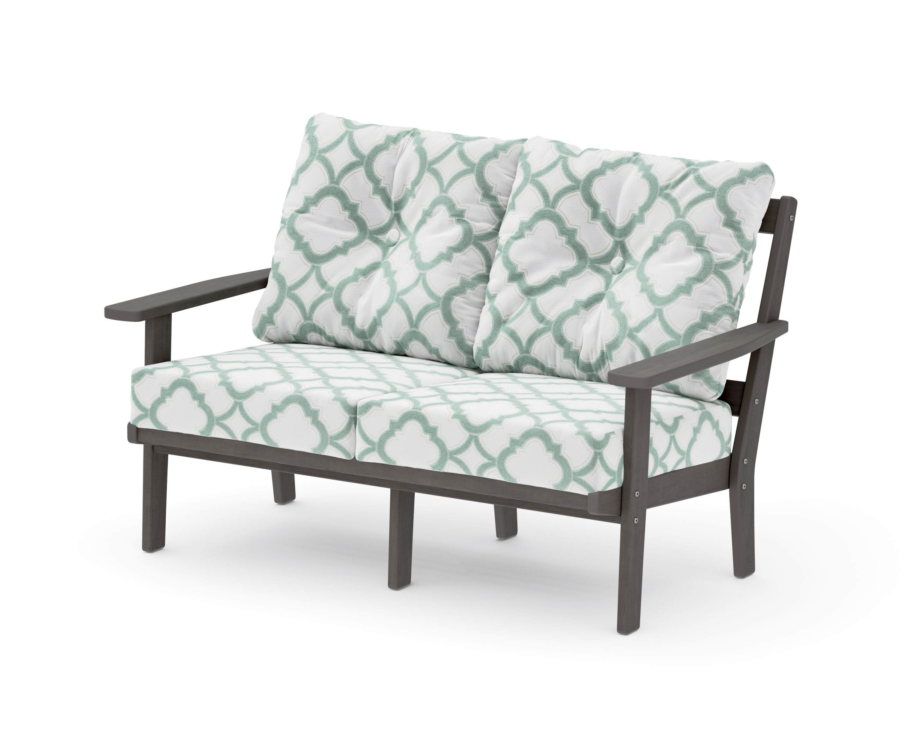 Oxford Deep SeatingLoveseat in Driftwood / Trellis Glacier Spa