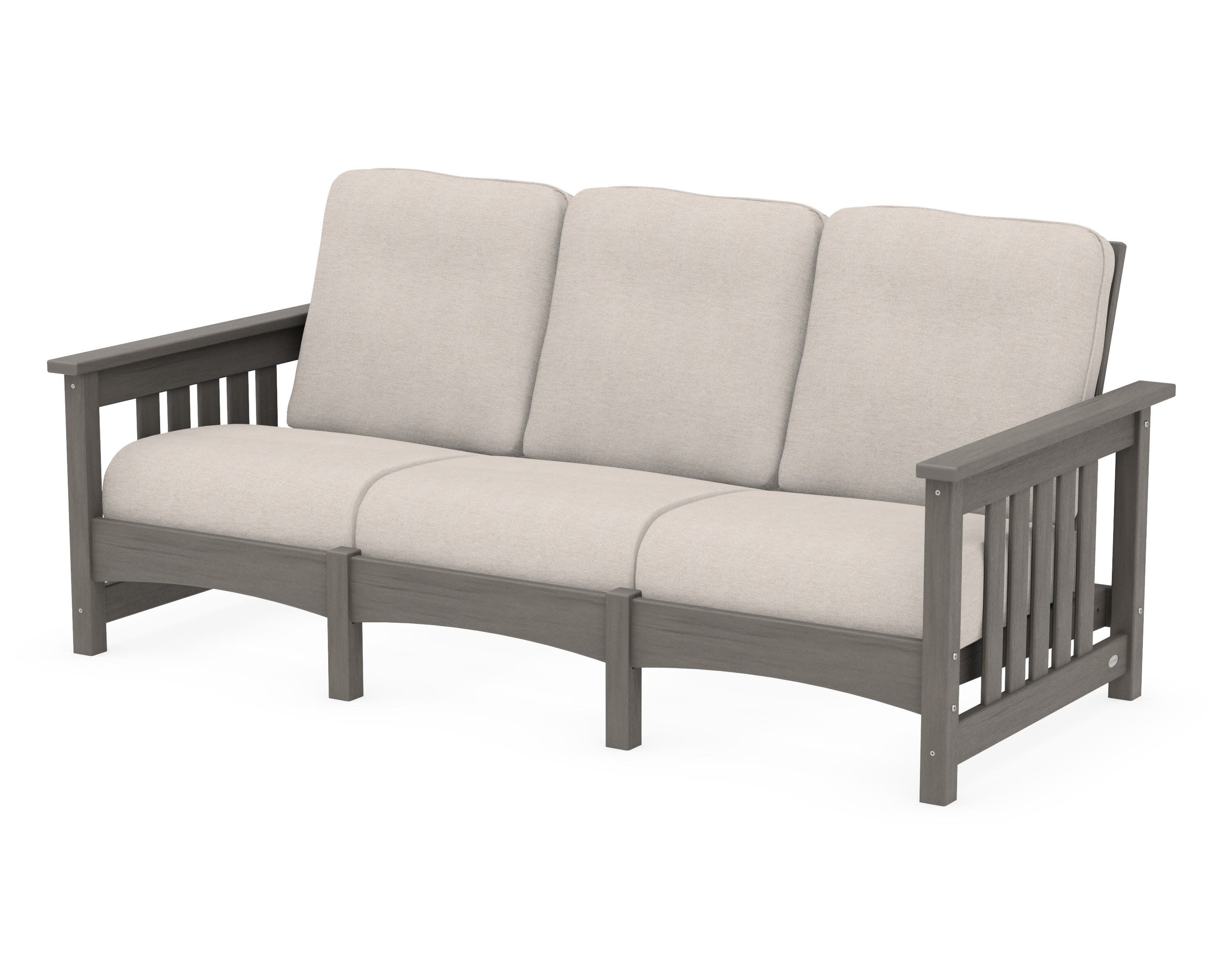 Club Mission Sofa in Driftwood / Nuance Cloud