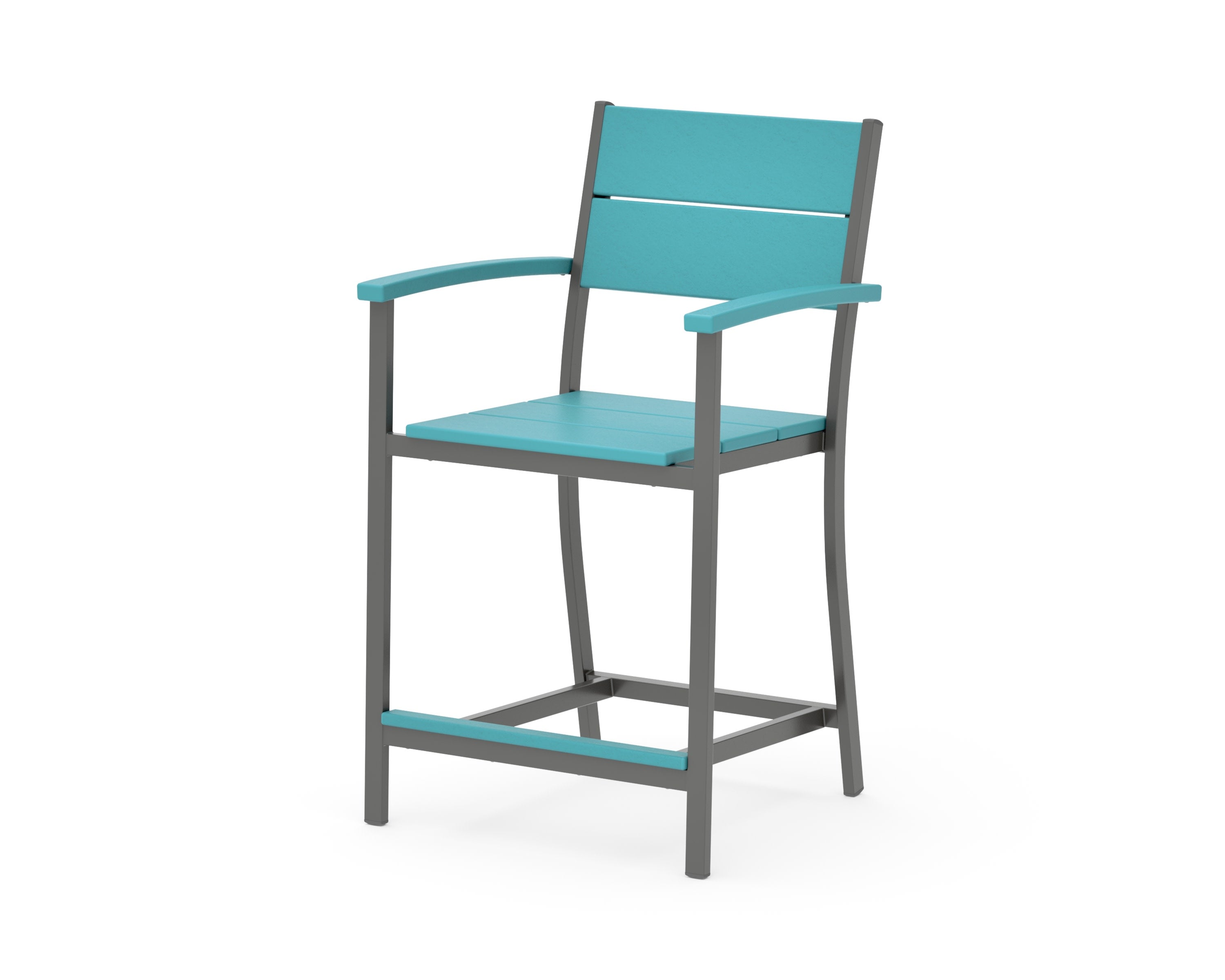 Main Street Counter Arm Chair in Charcoal / Aruba