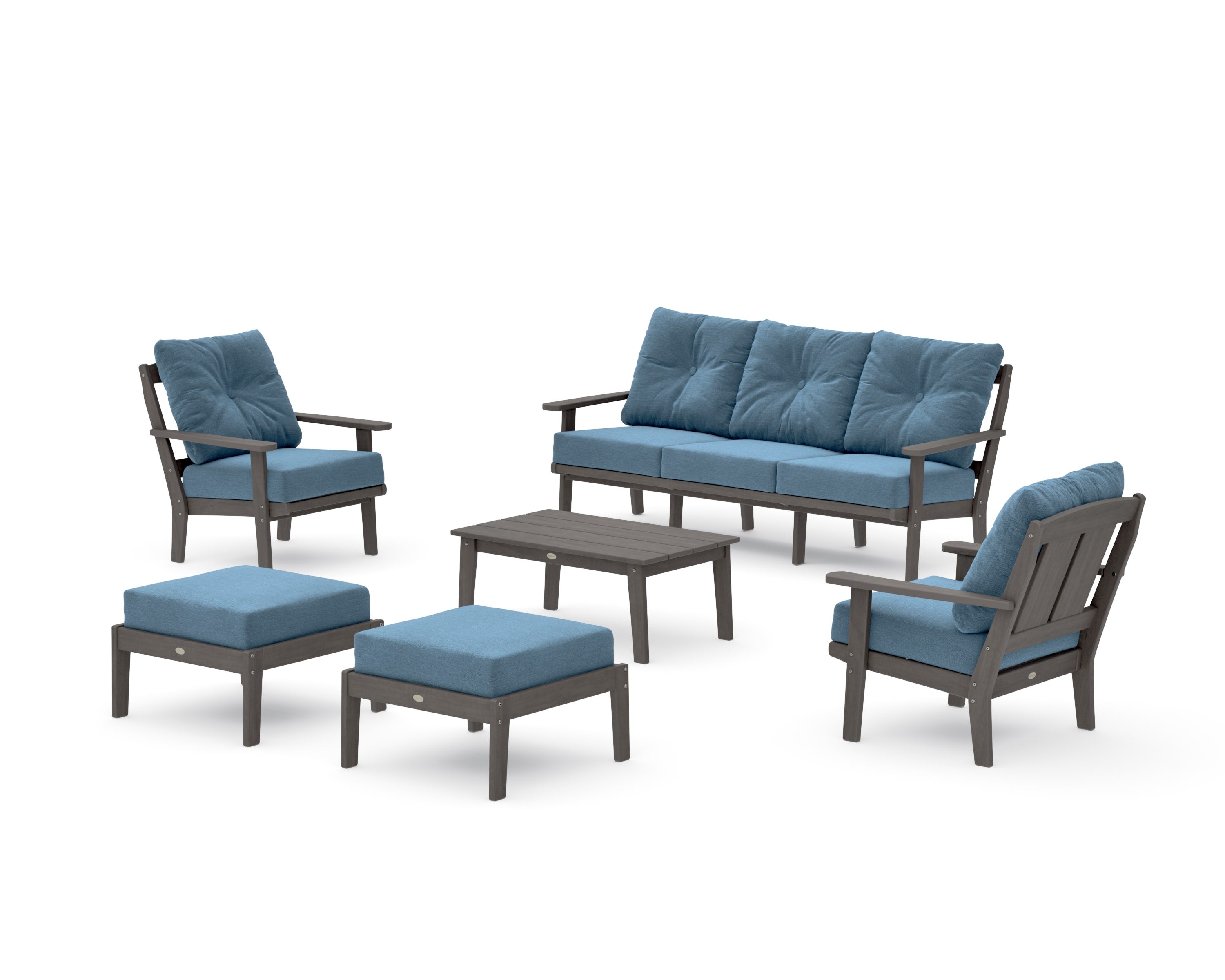 Mission 6-Piece Lounge Sofa Set in Driftwood / Sky Blue