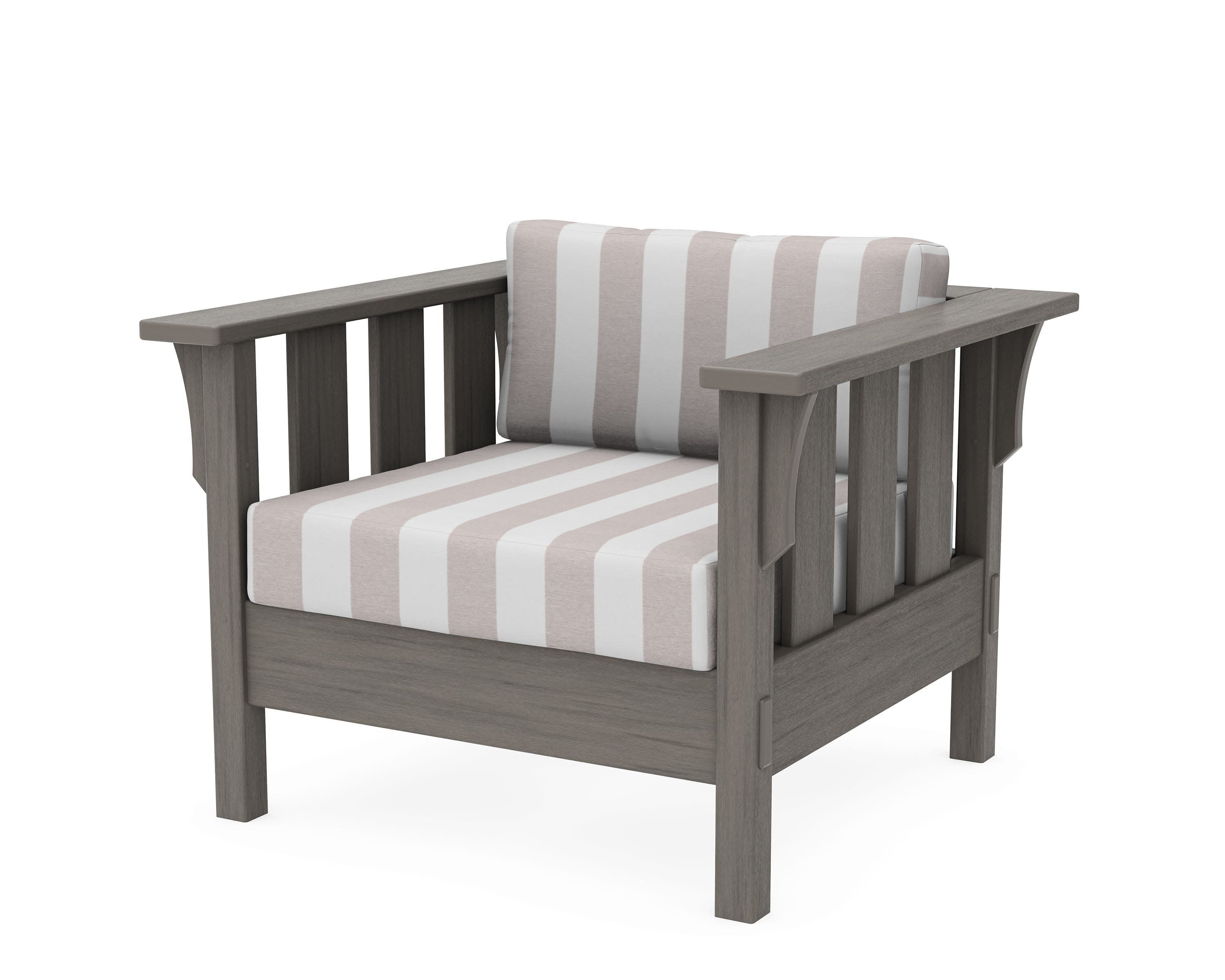 Acadia Deep Seating Chair in Driftwood / Cabana Stripe Dune Burlap
