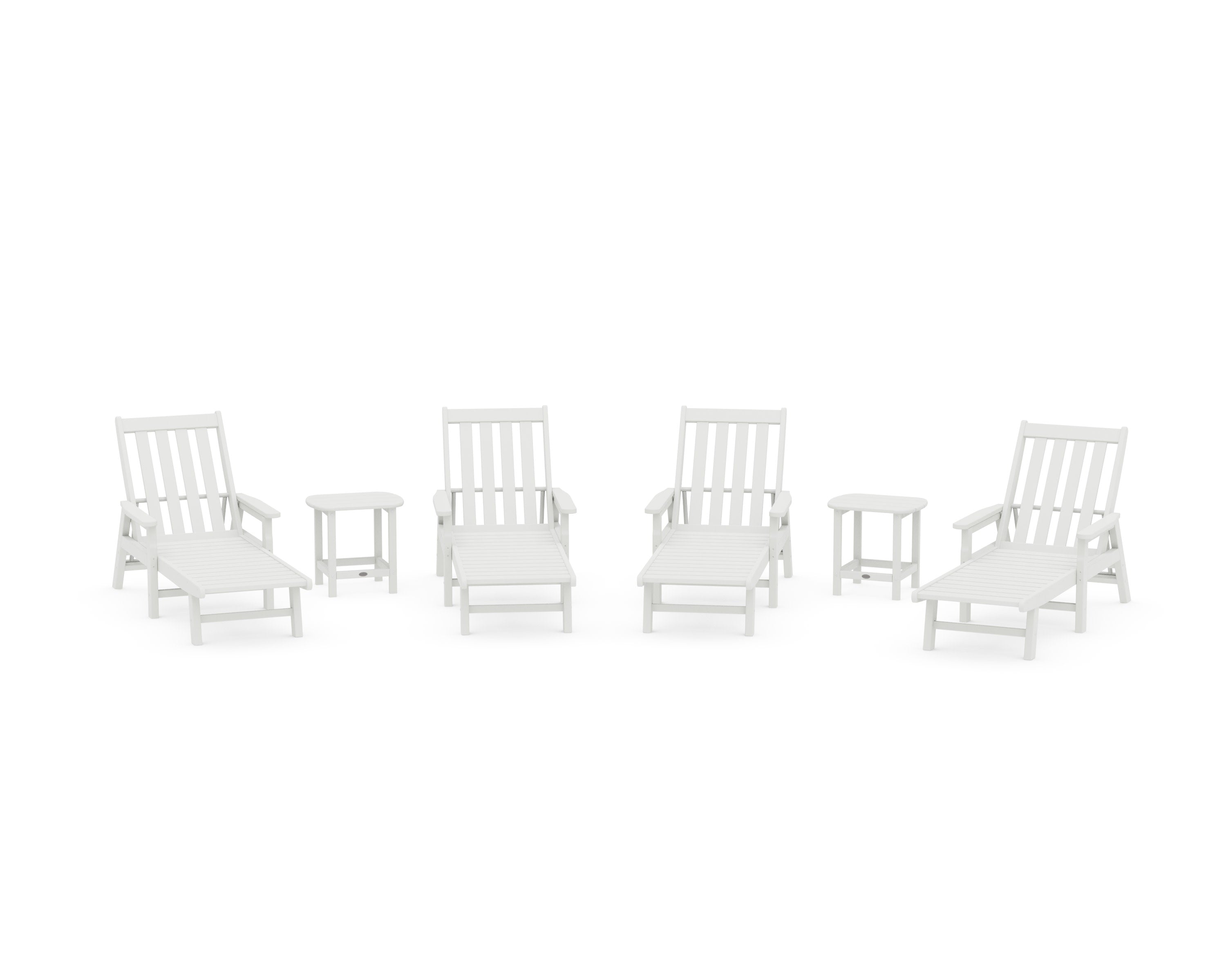 Vineyard 6-Piece Chaise with Arms Set in Vintage White