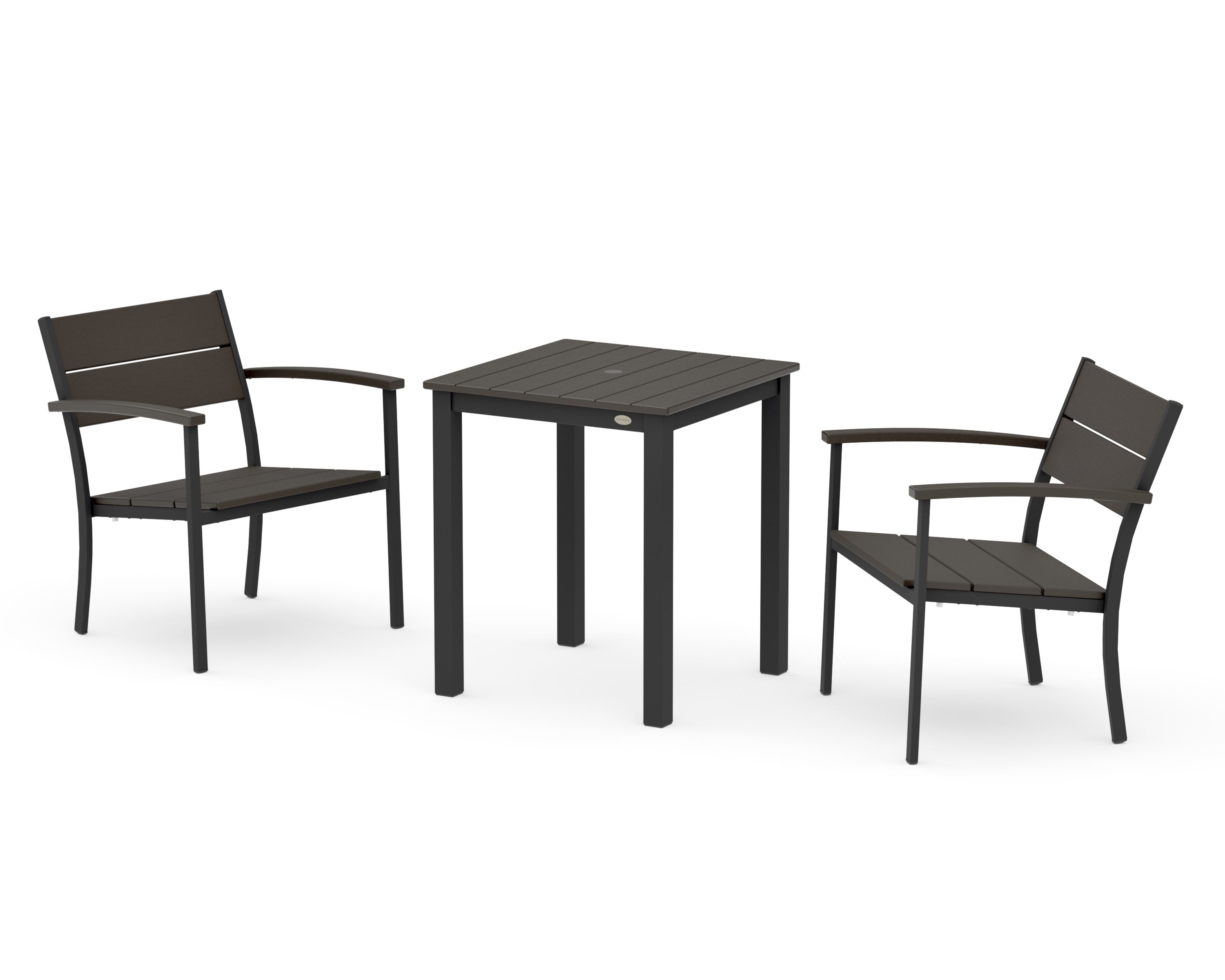 Main Street 3-Piece Square Dining Set in Black / Vintage Coffee