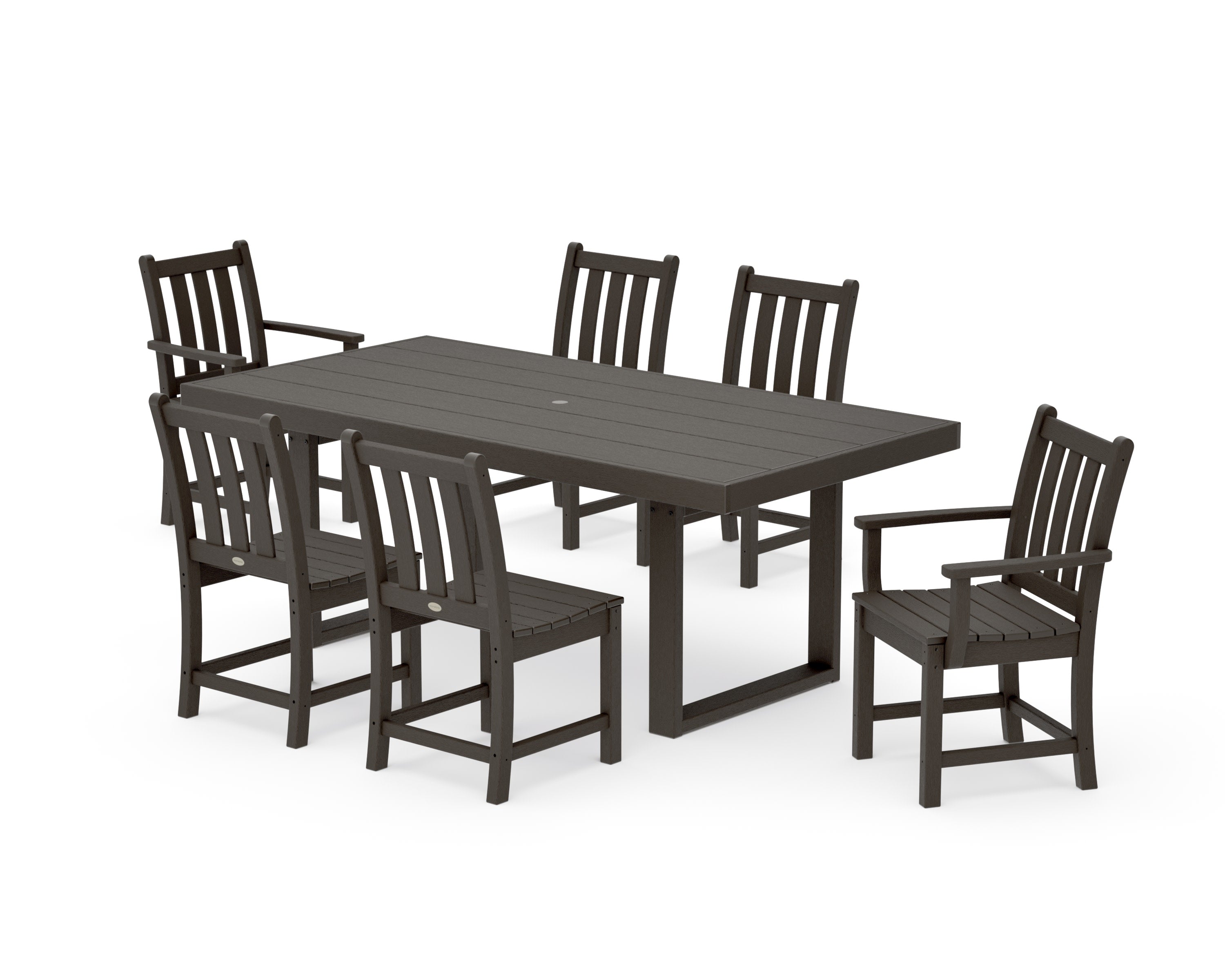 Traditional Garden 7-Piece Dining Set in Vintage Coffee