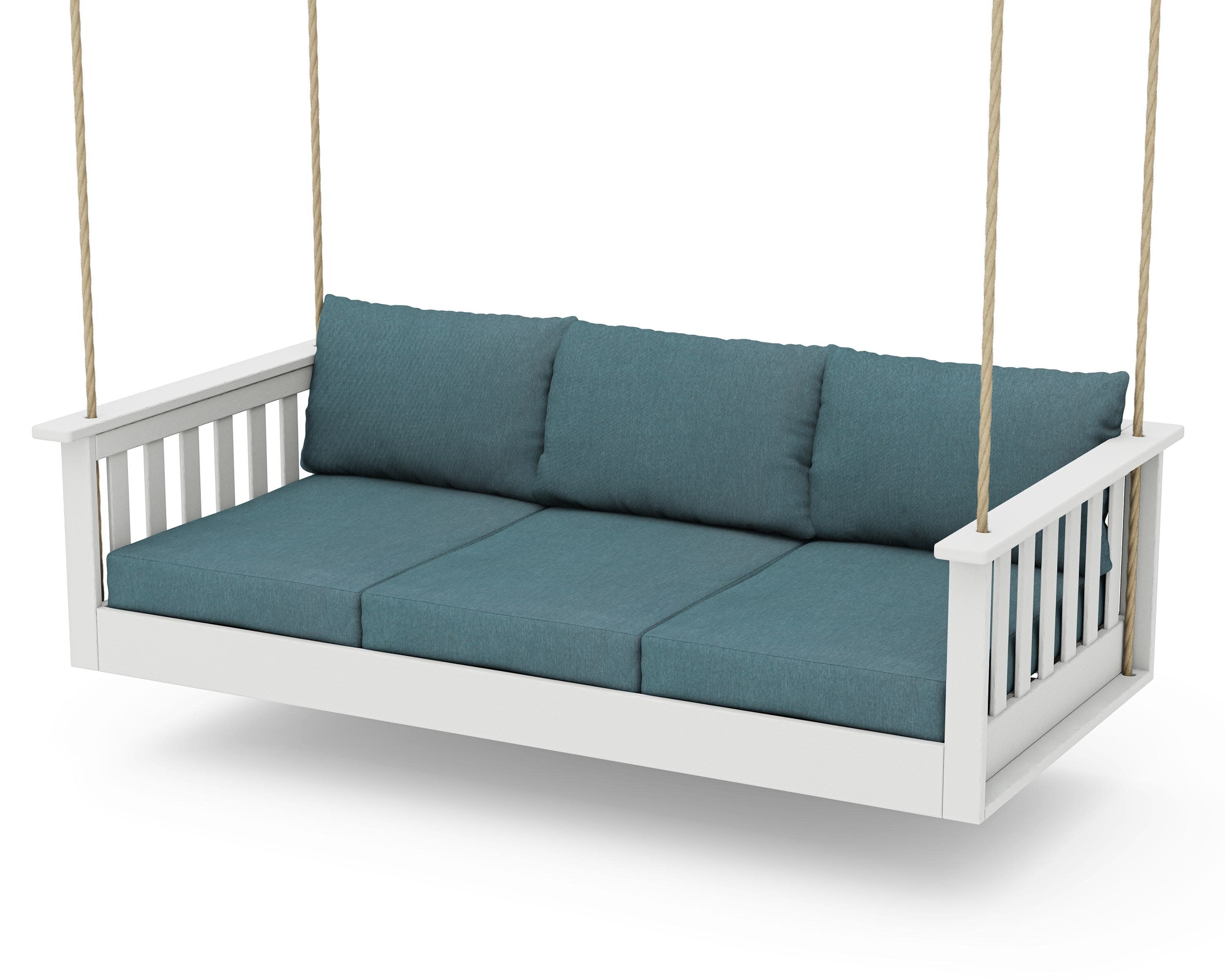 Vineyard Daybed Swing in Vintage White / Ocean Teal