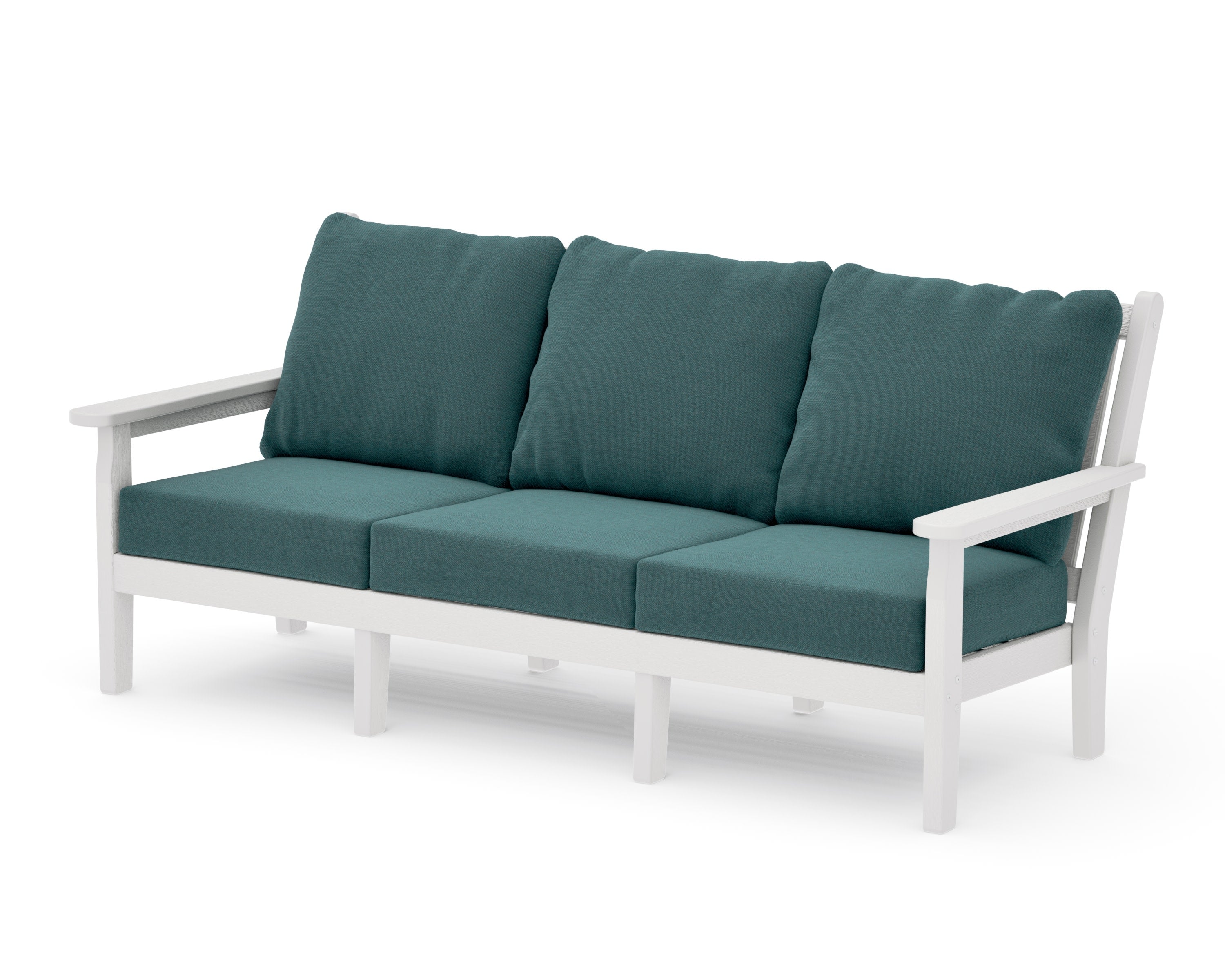 Chippendale Deep Seating Sofa in Vintage White / Ocean Teal