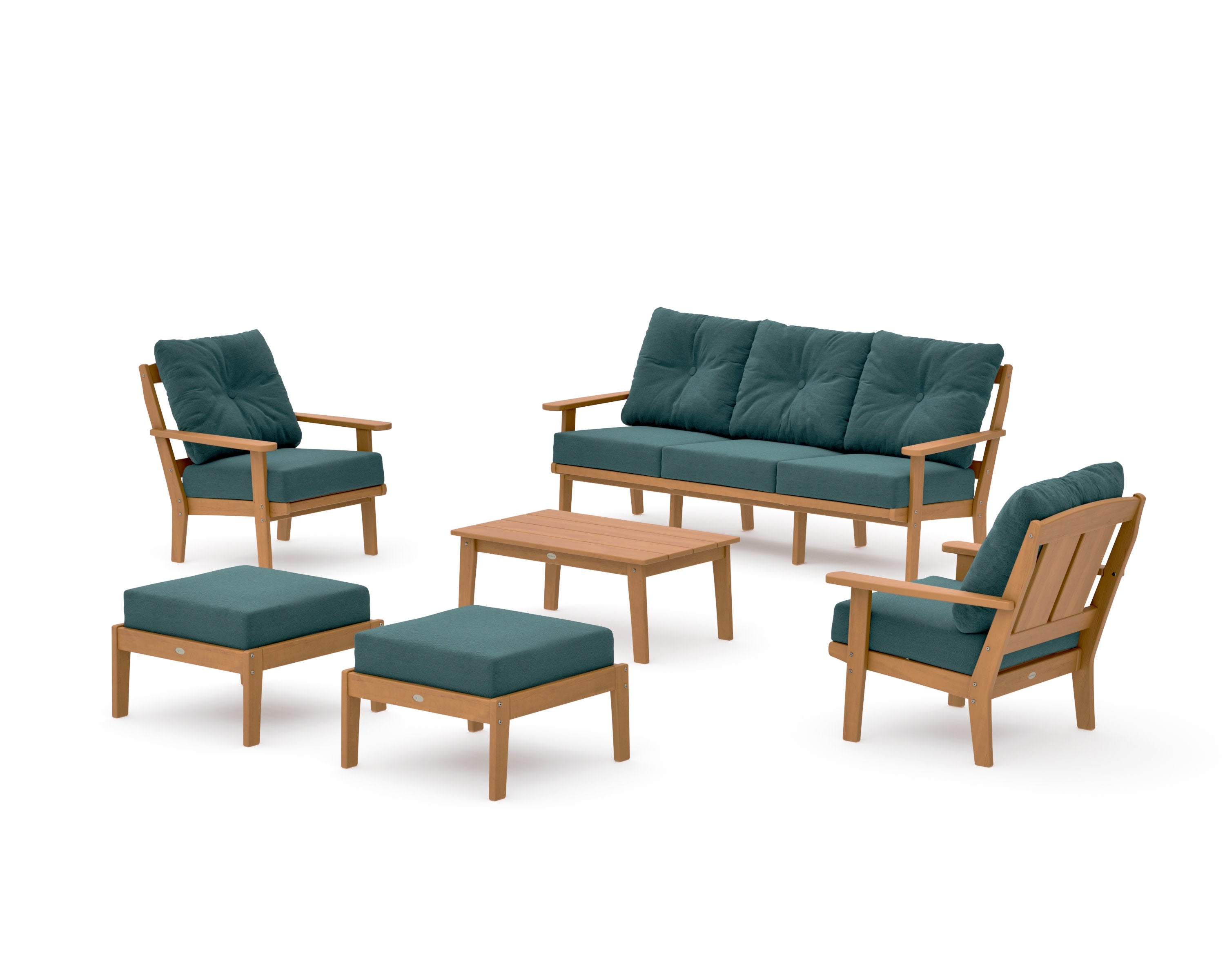 Mission 6-Piece Lounge Sofa Set in Natural / Ocean Teal