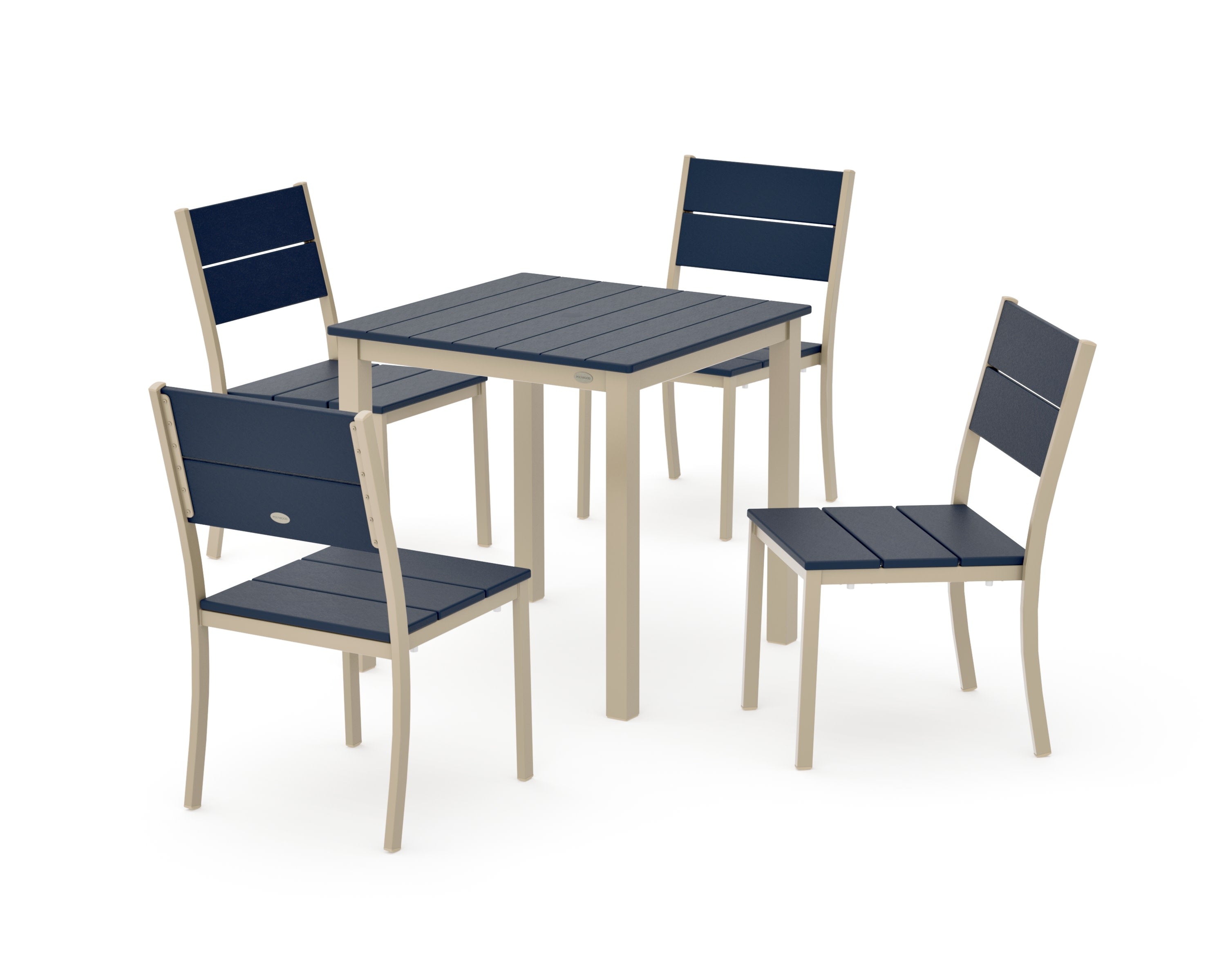 Main Street 5-Piece Square Dining Set- Small in Sand / Navy