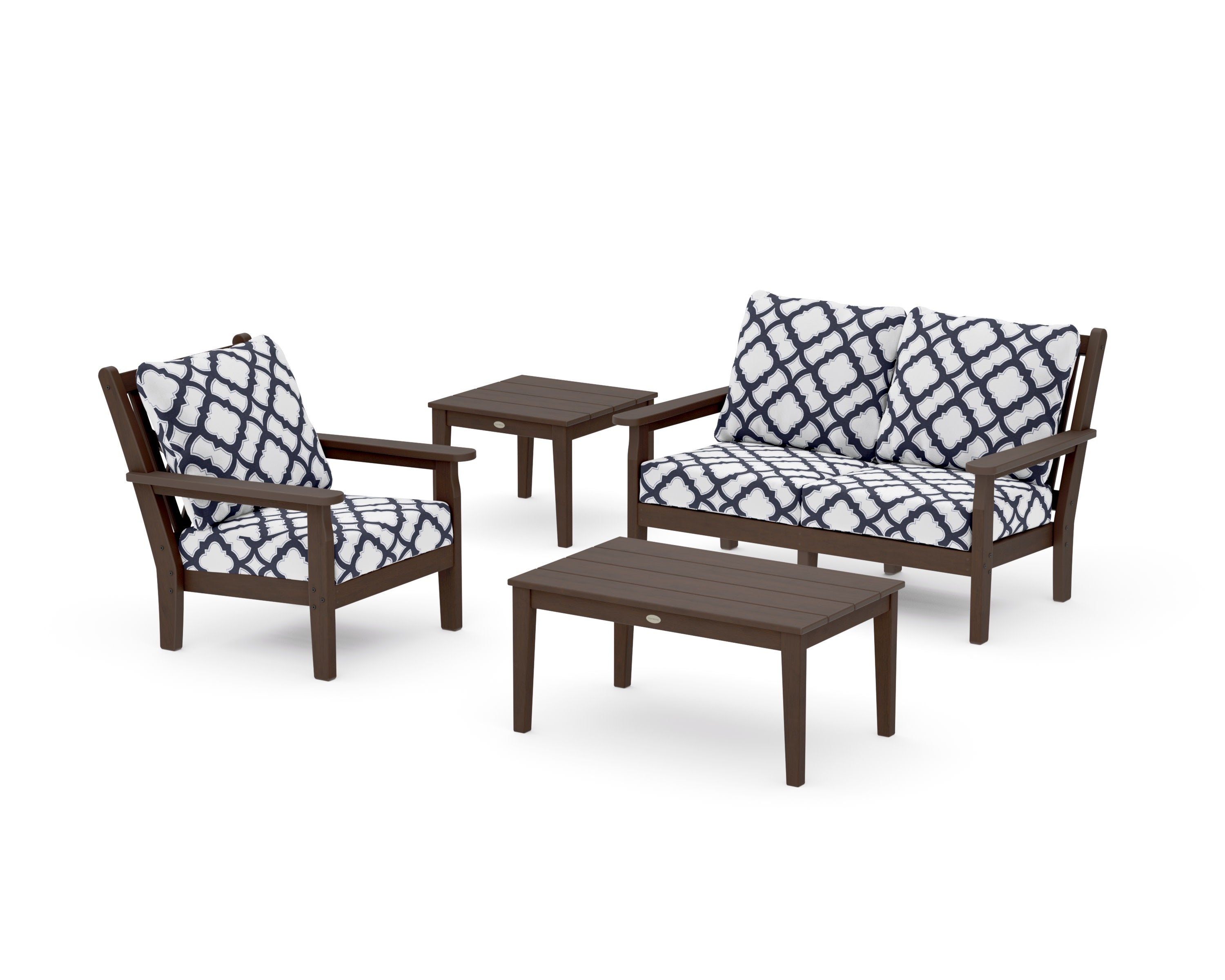 Chippendale 4-Piece Deep Seating Set in Kona / Trellis Navy