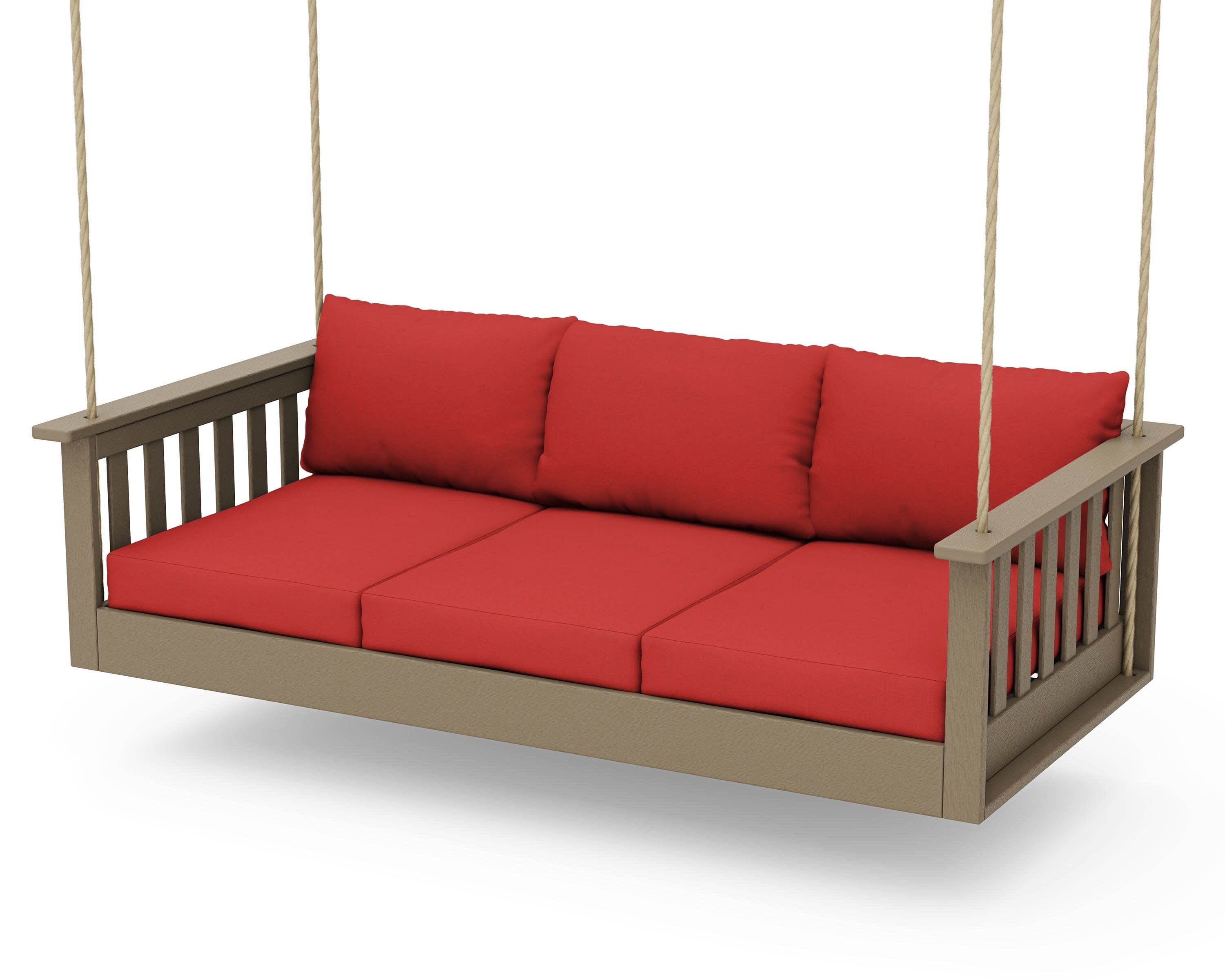Vineyard Daybed Swing in Vintage Sahara / Crimson Linen