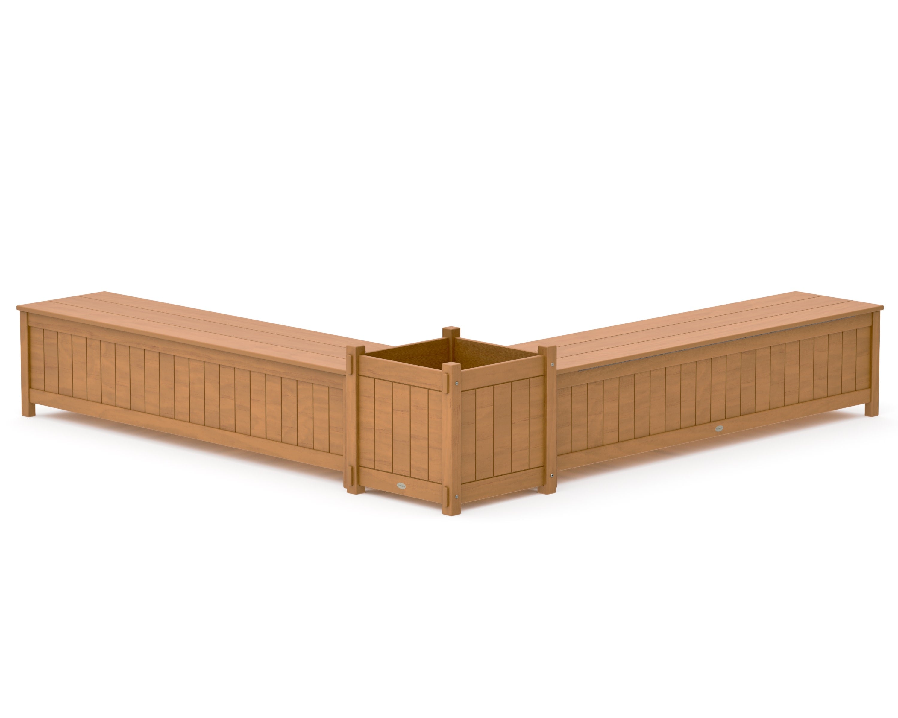 72" Vineyard L- Shaped Planter Storage Bench Set- Large in Natural