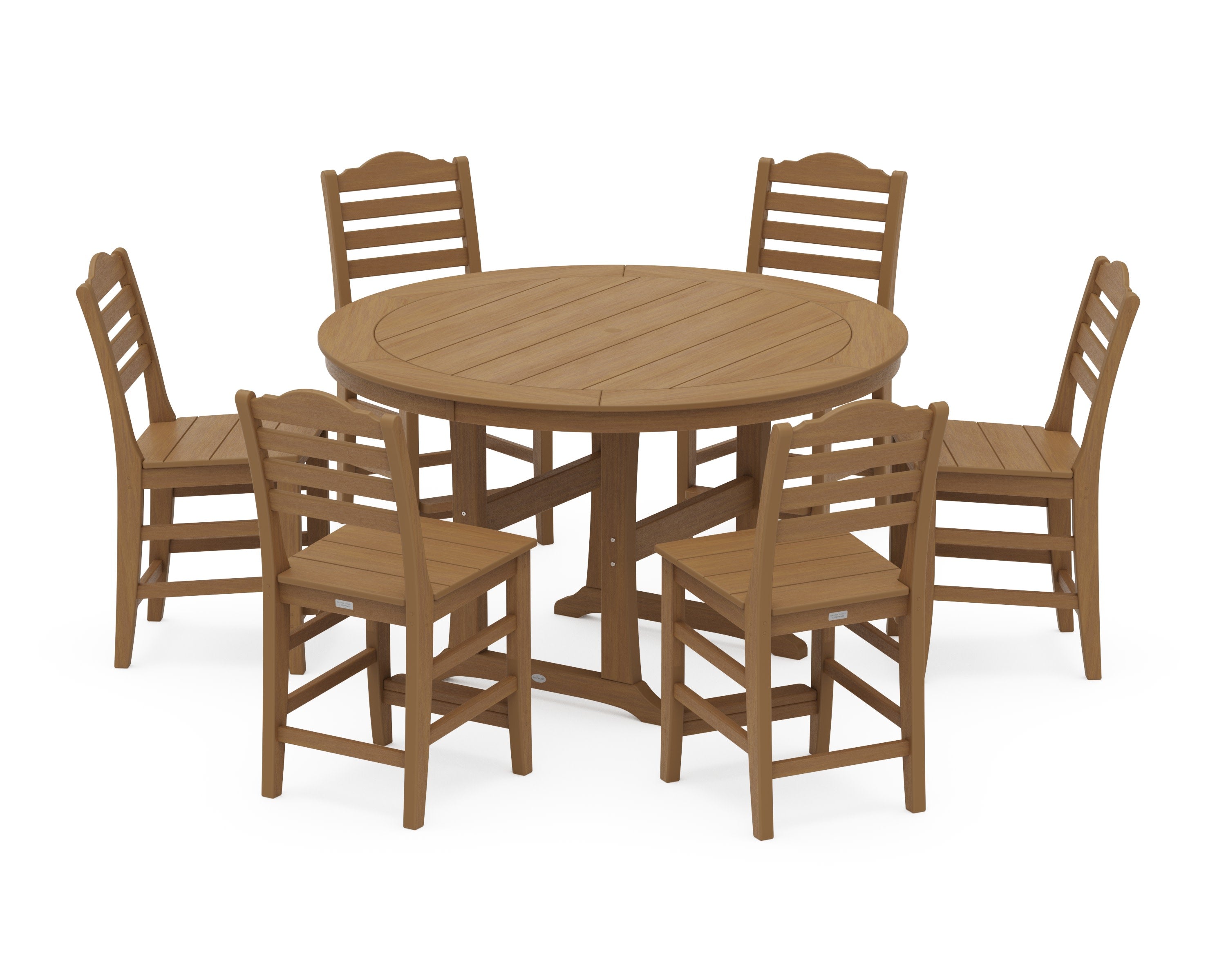Savannah 7-Piece Side Chair Round Counter Set in Natural