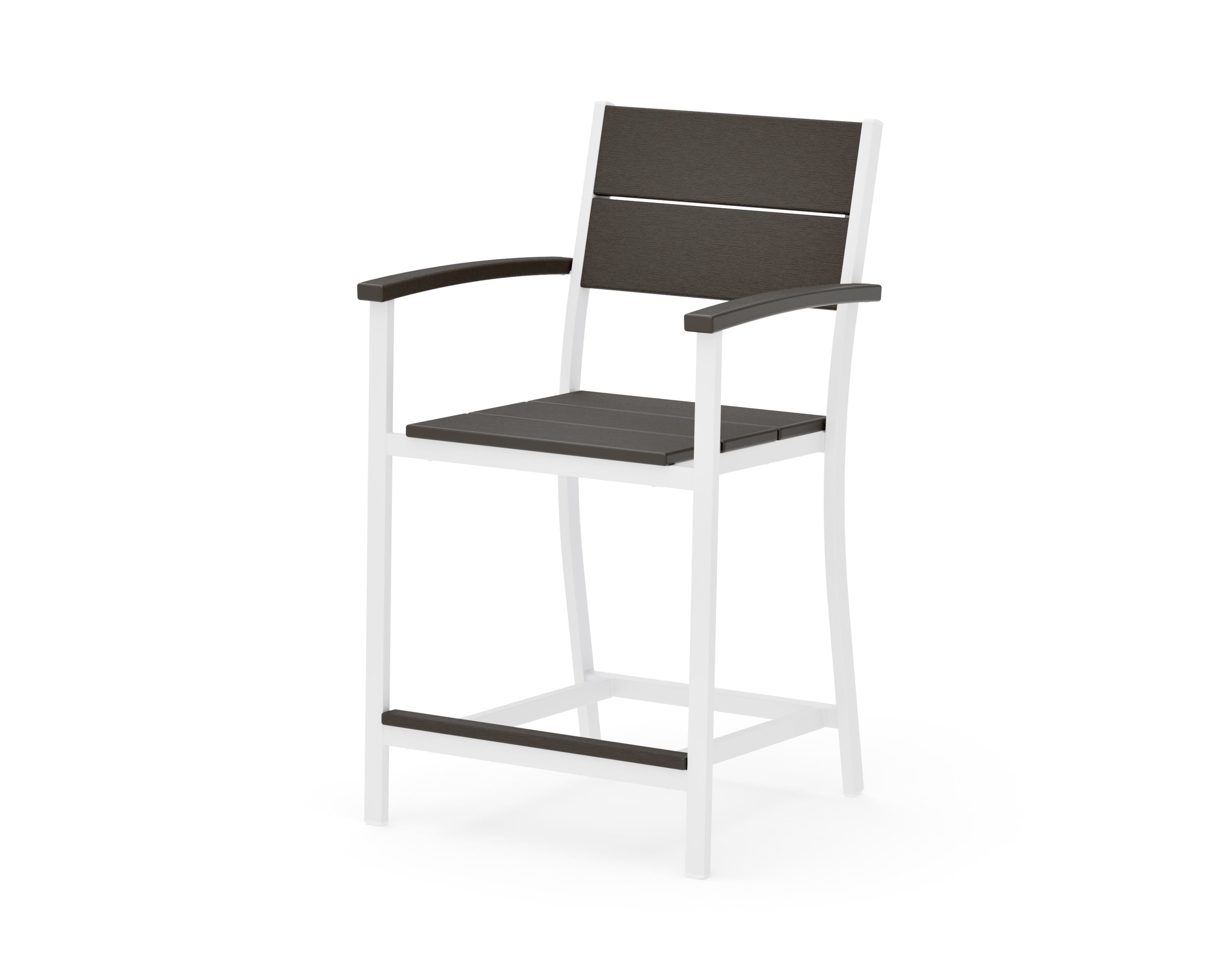 Main Street Counter Arm Chair in White / Vintage Coffee