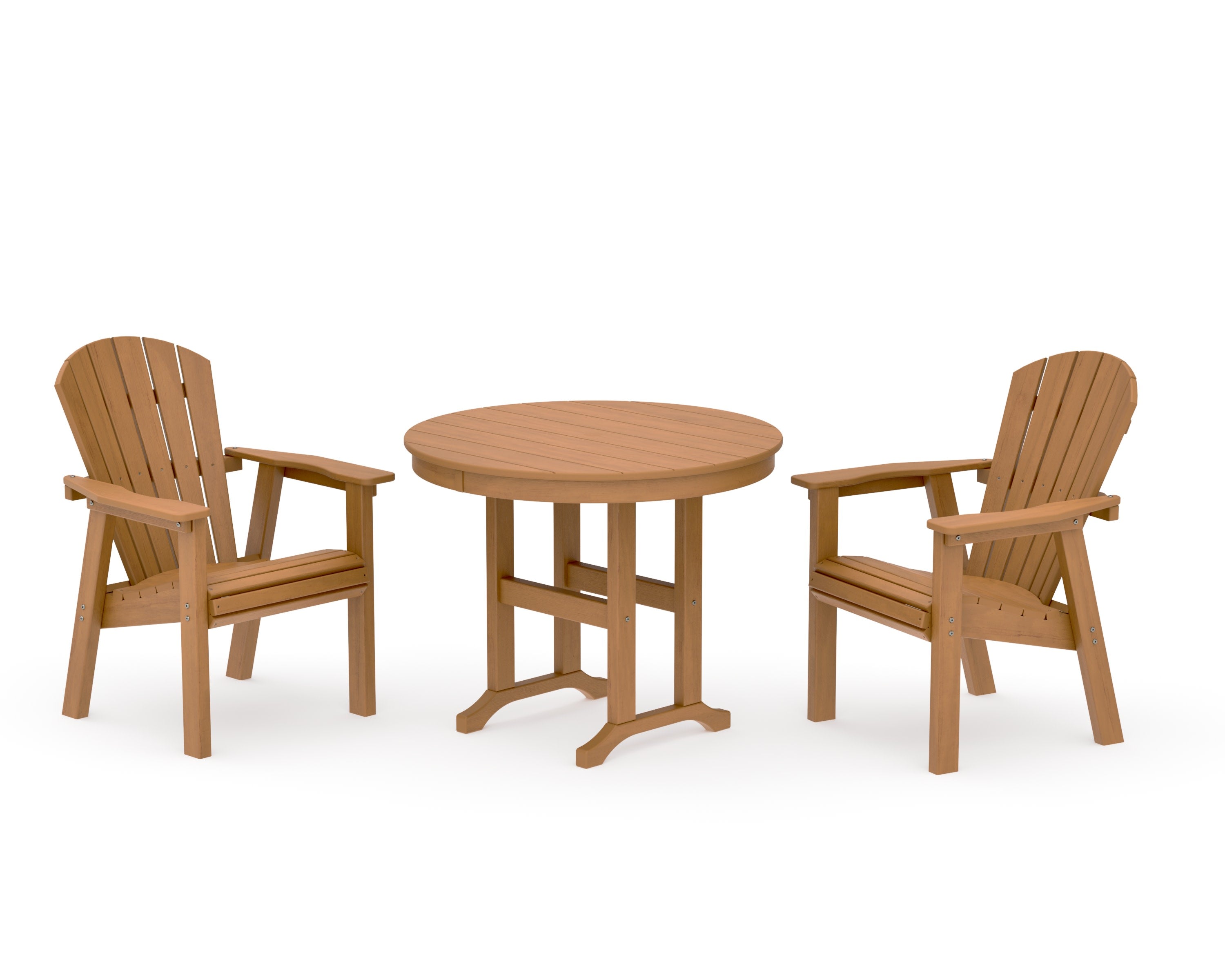 Seashell 3-Piece Round Farmhouse Dining Set in Natural