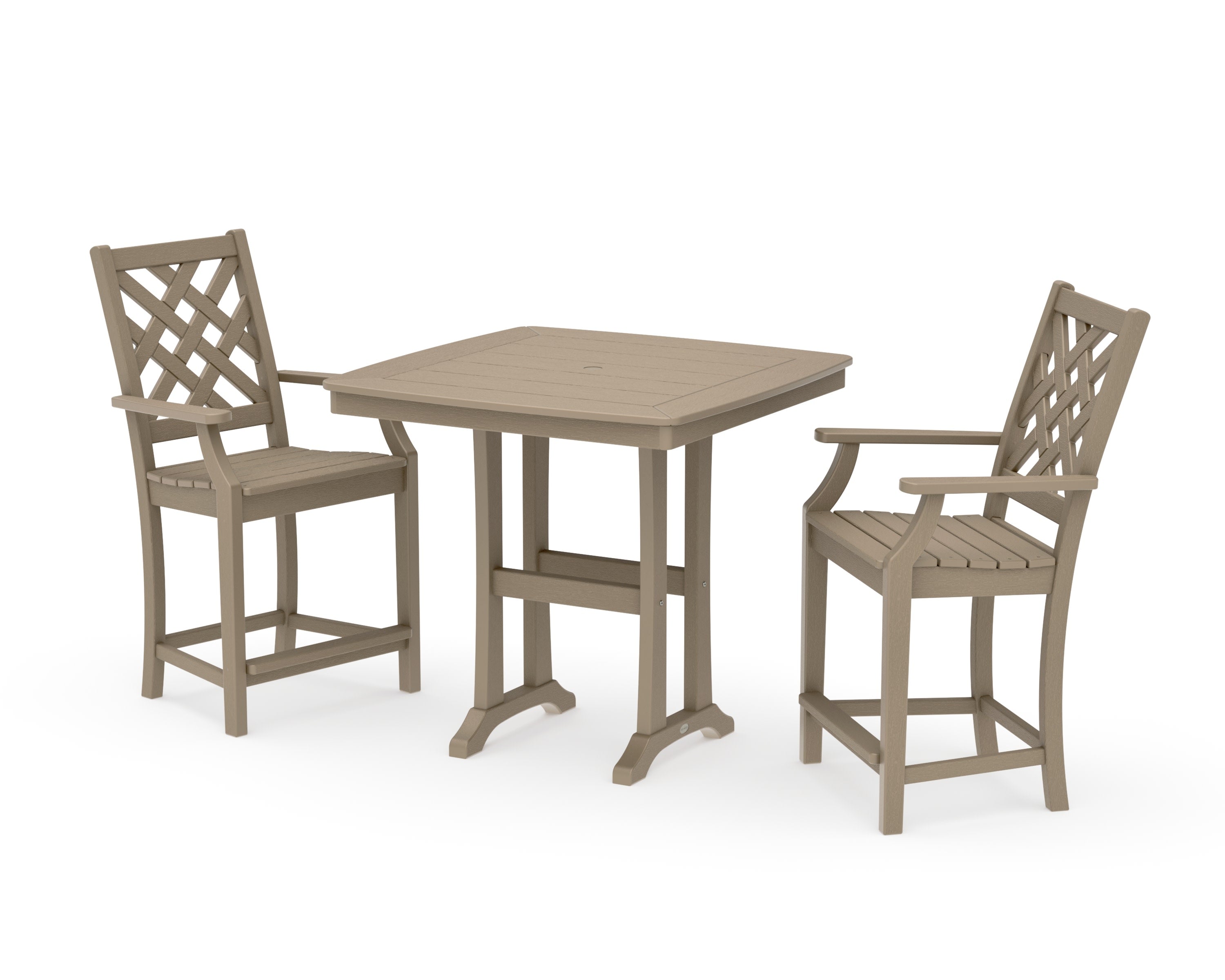 Wovendale 3-Piece Counter Set with Trestle Legs in Vintage Sahara