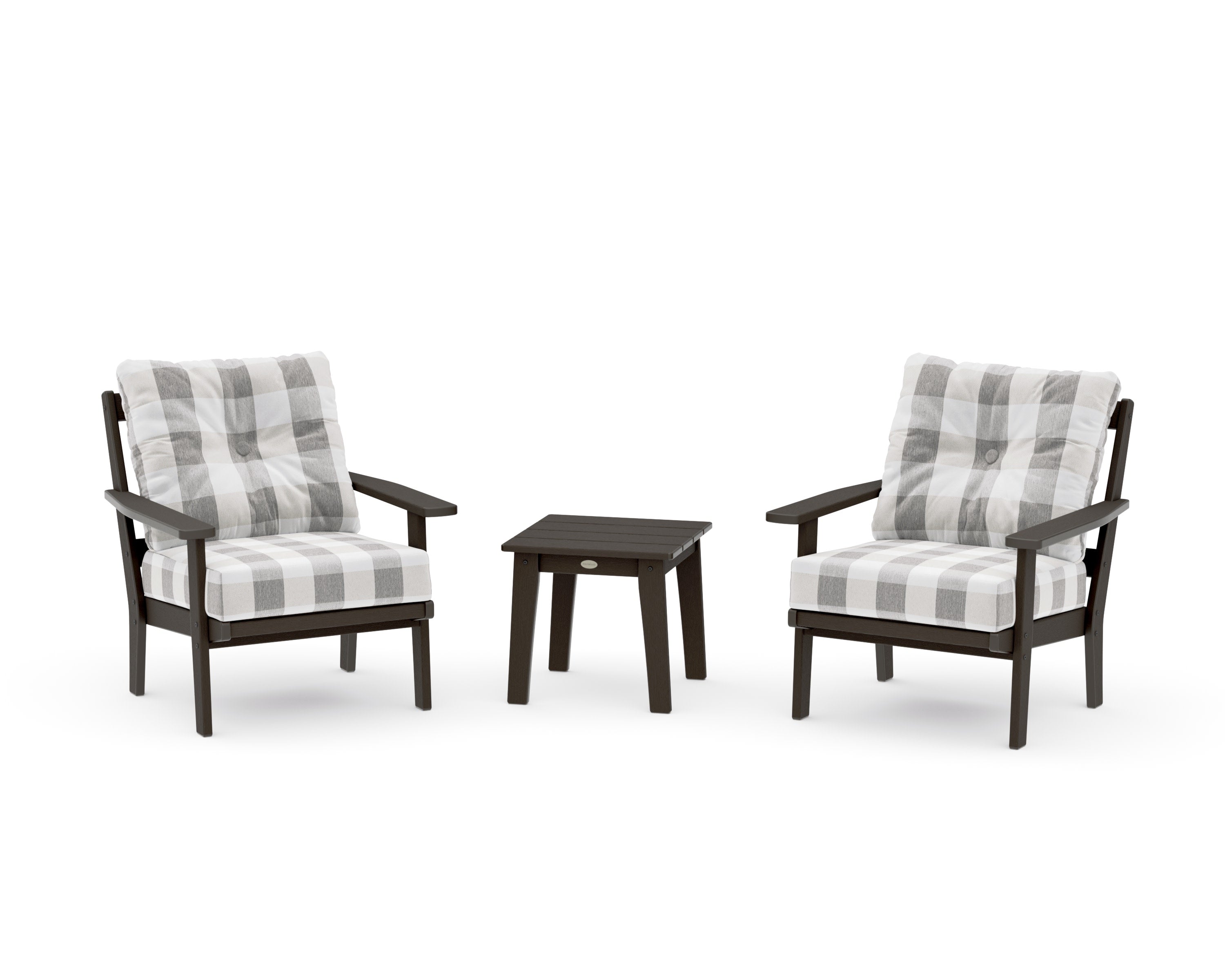 Prairie 3-Piece Deep Seating Set in Vintage Coffee / Buffalo Plaid Grey Mist