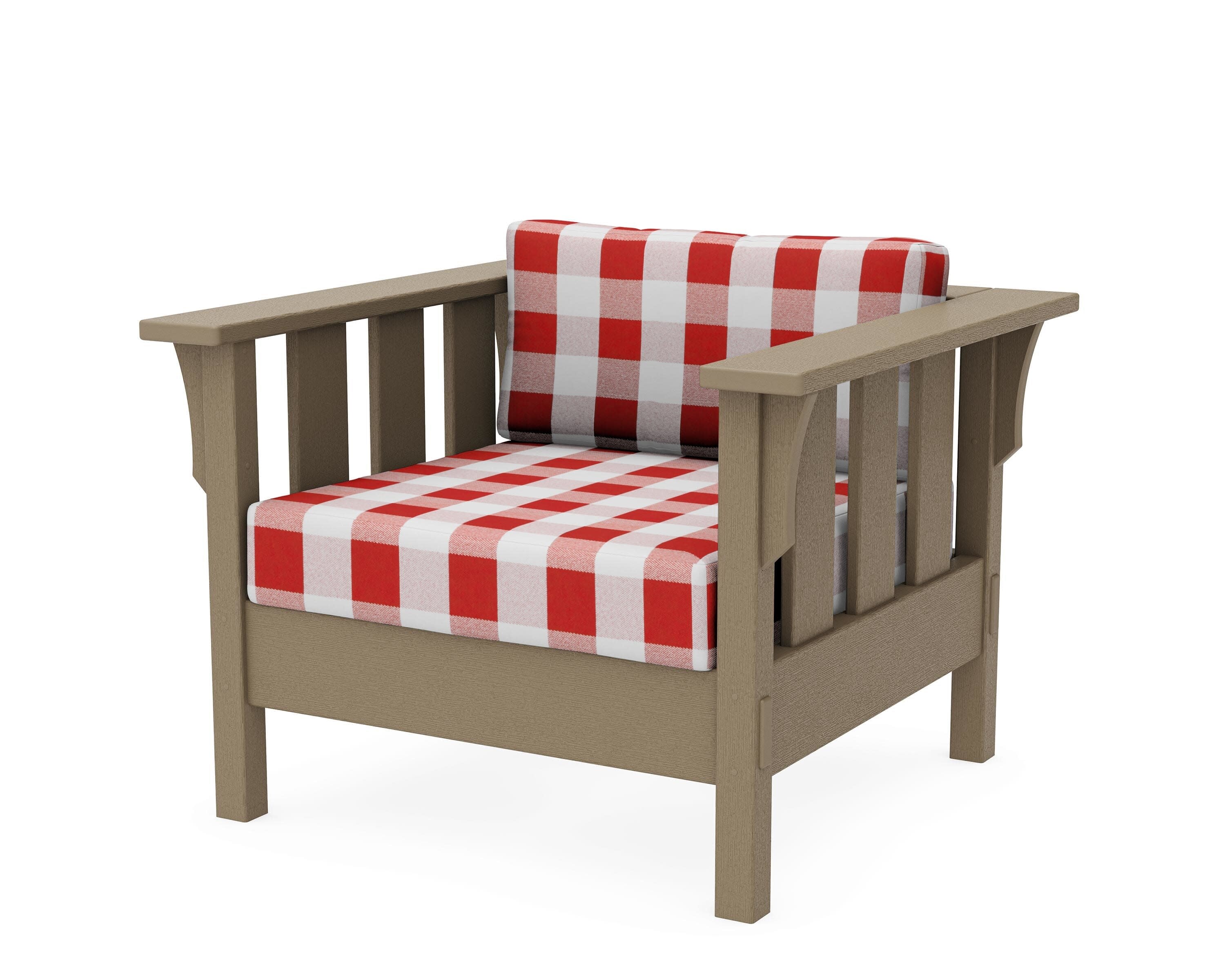 Acadia Deep Seating Chair in Vintage Sahara / Buffalo Plaid Crimson