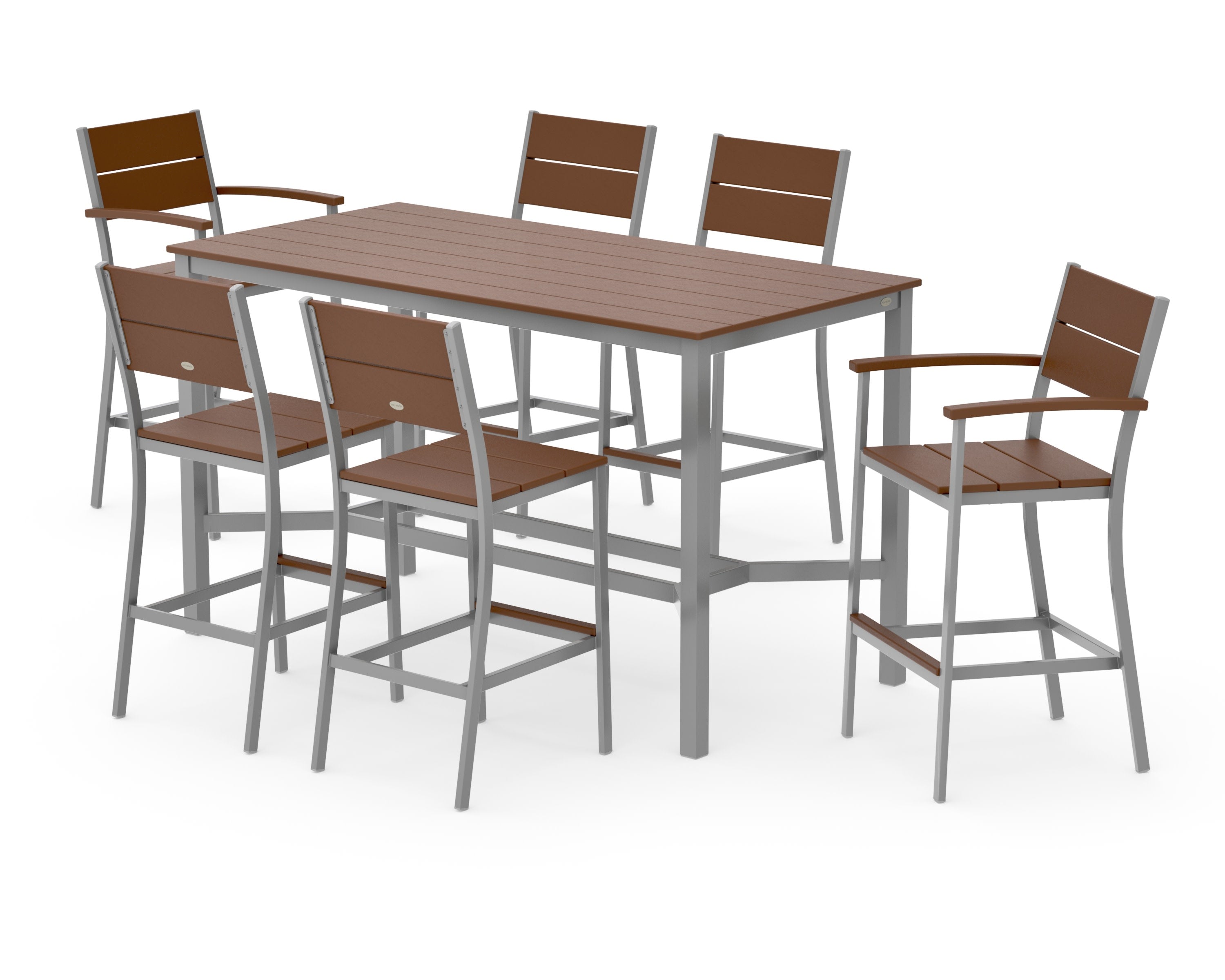 Main Street 7-Piece Bar Set in Silver / Teak