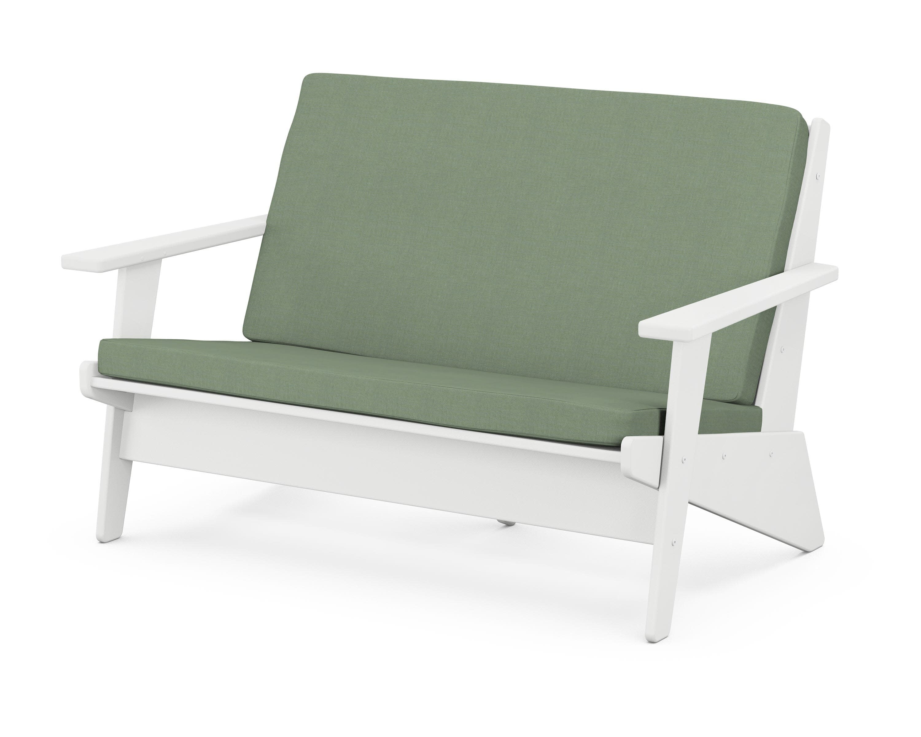 Riviera Modern Lounge Loveseat in White / Exhale Rainwashed