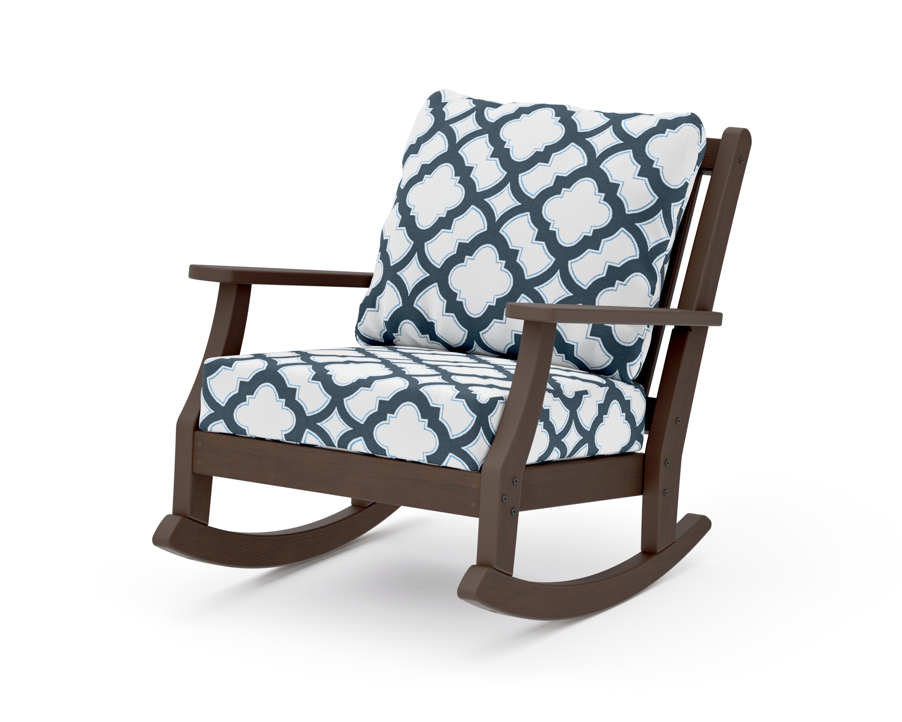 Wovendale Deep Seating Rocking Chair in Kona / Trellis Marine Indigo