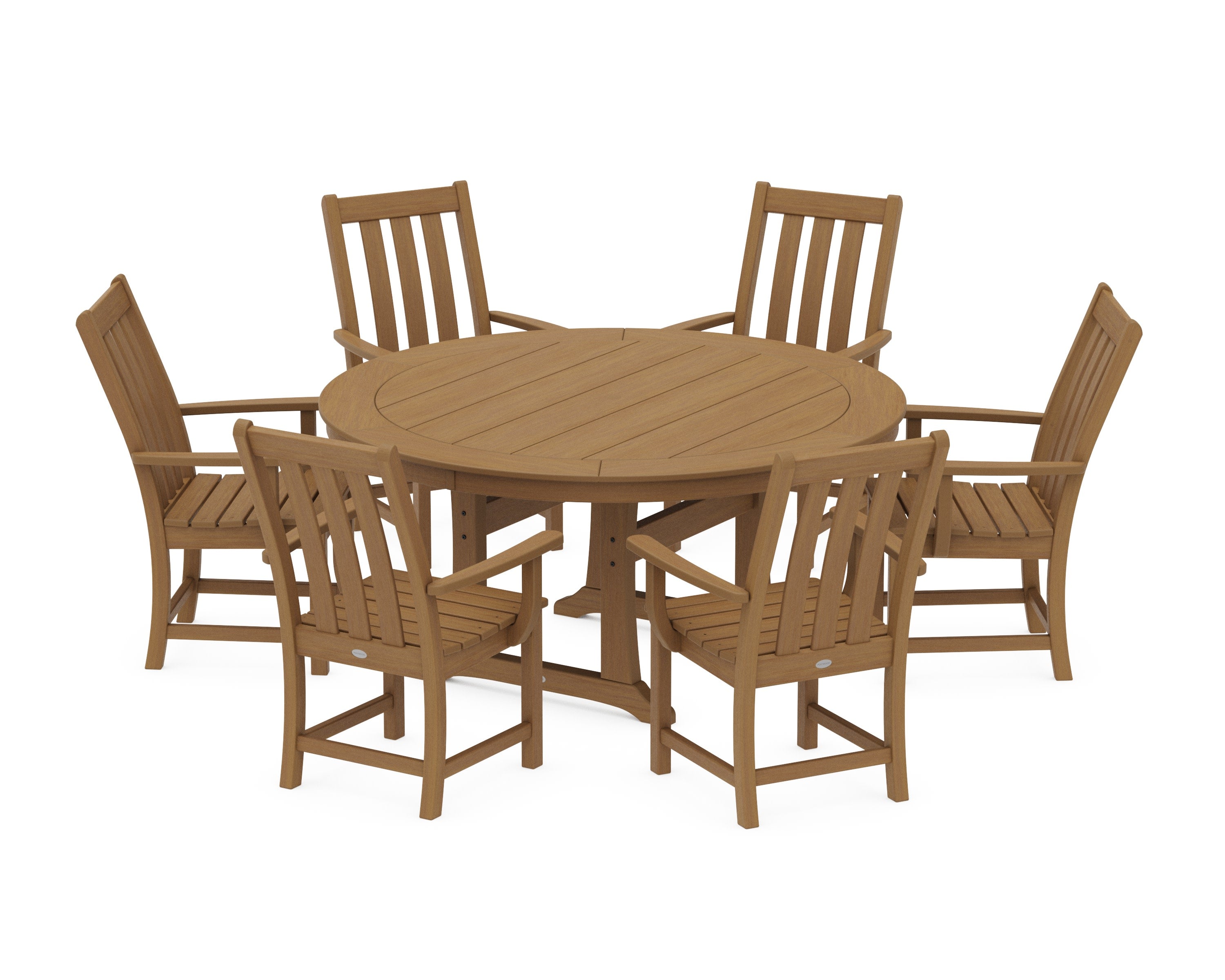 Vineyard 7-Piece Arm Chair Round Dining Set in Natural