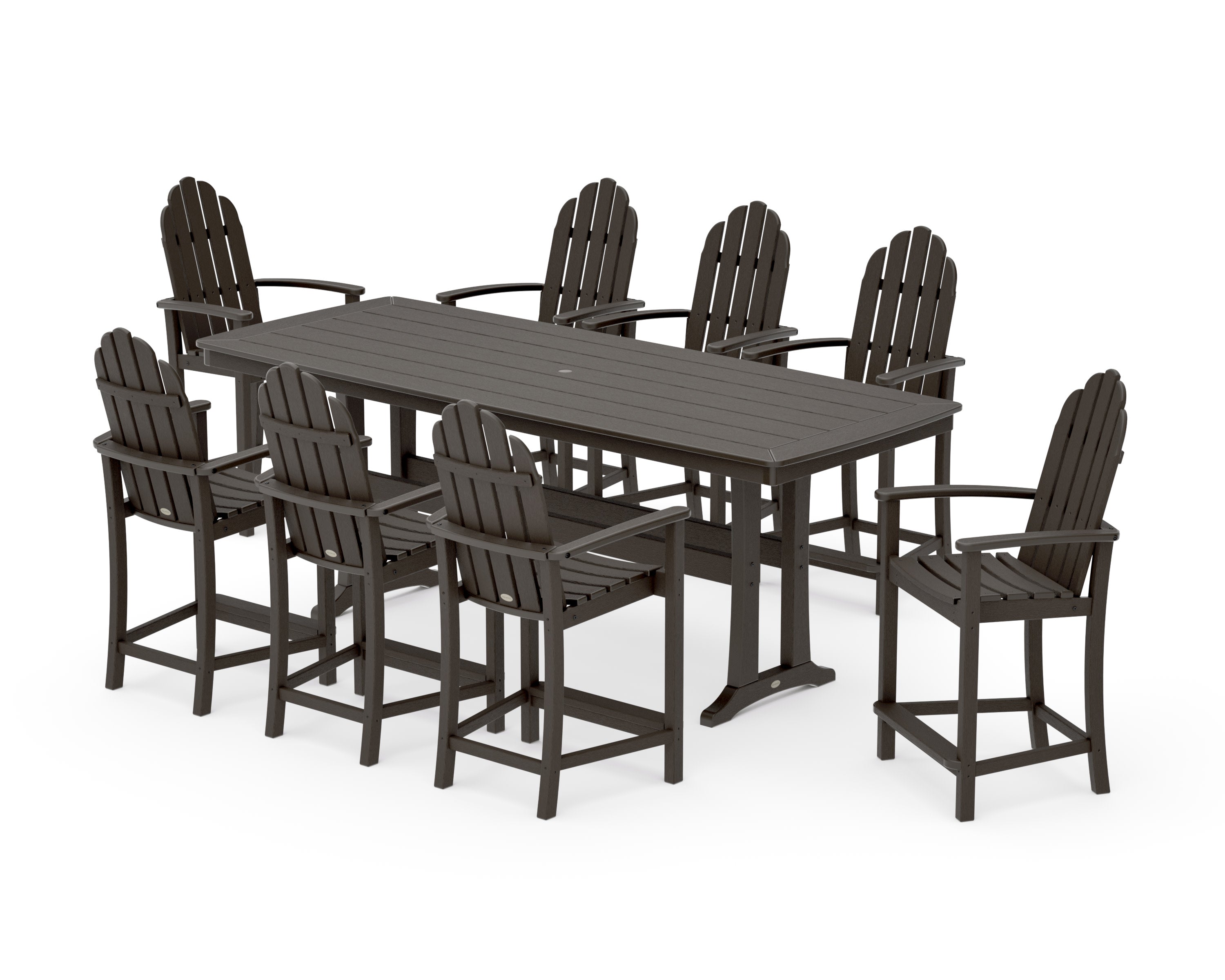Classic Adirondack 9-Piece Counter Set with Trestle Legs in Vintage Coffee