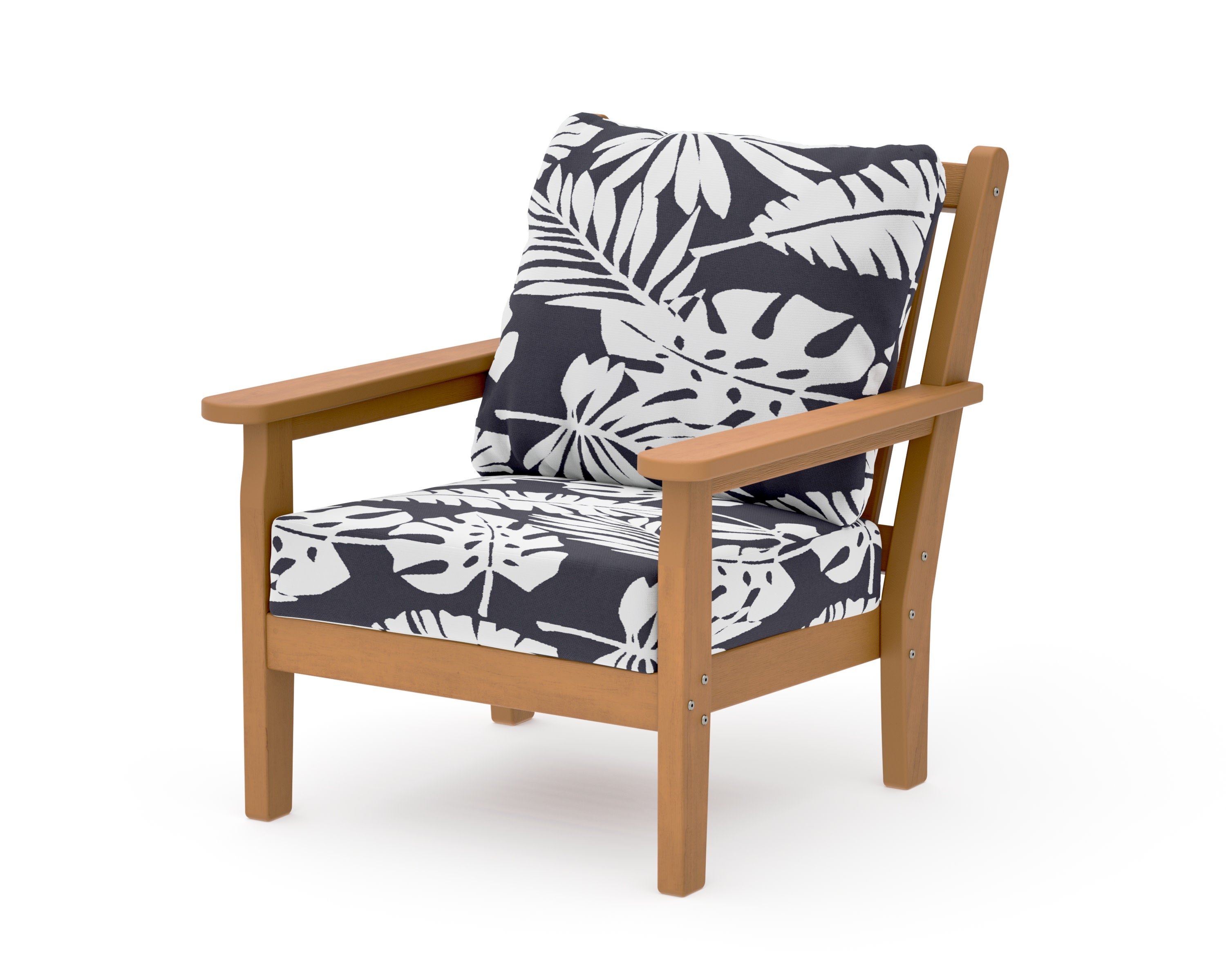 Chippendale Deep Seating Chair in Natural / Leaf Navy