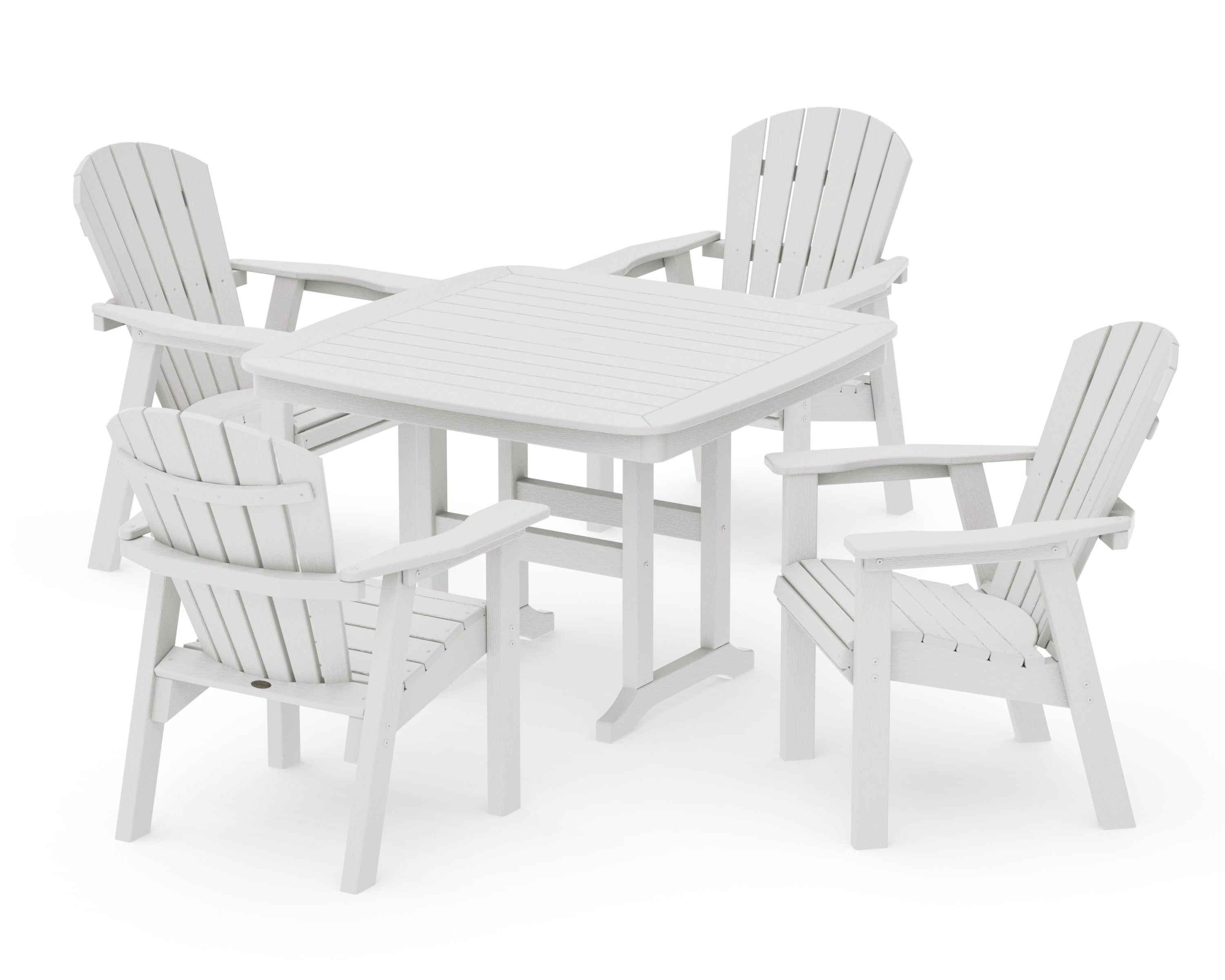 Seashell 5-Piece Dining Set with Trestle Legs in Vintage White