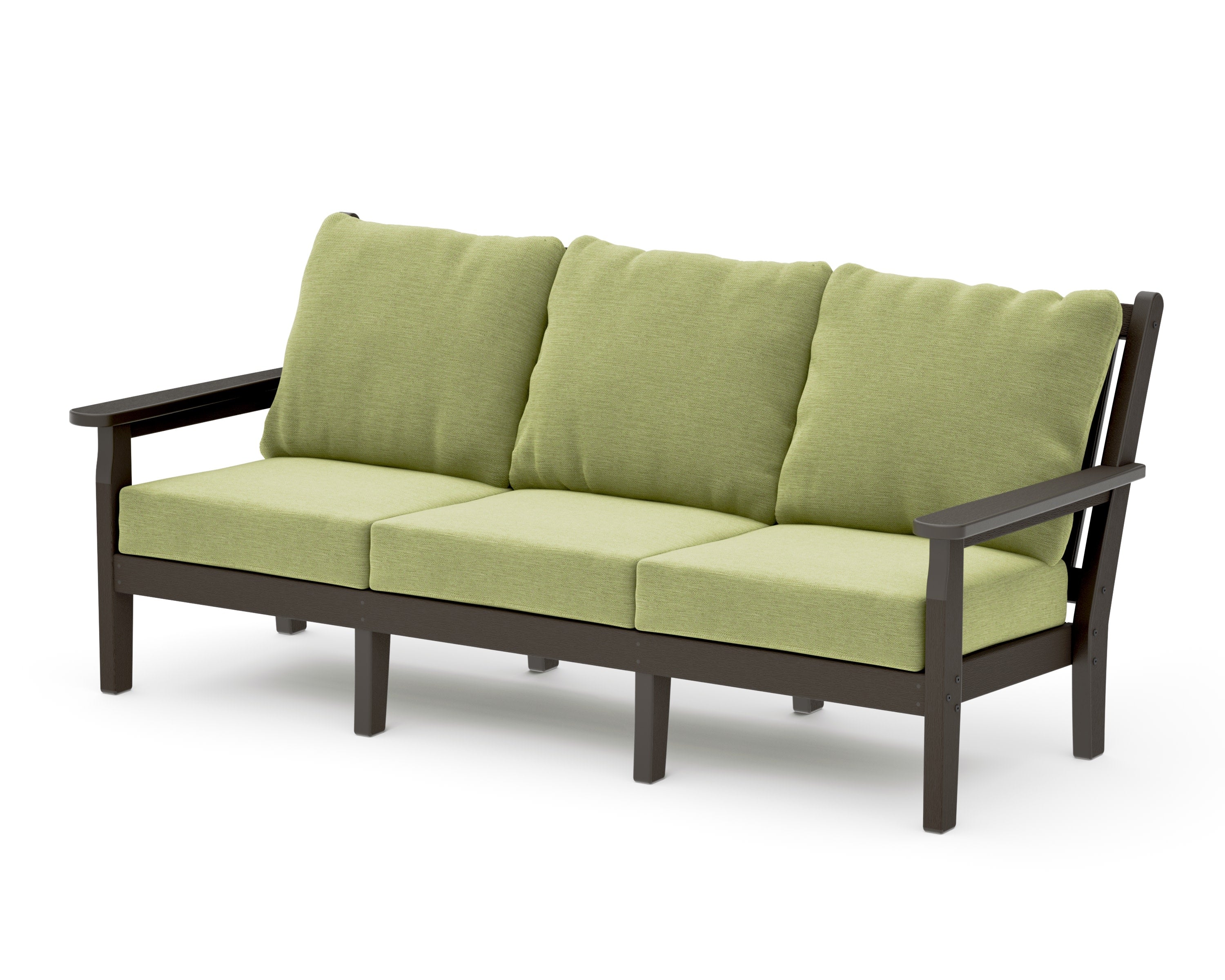 Chippendale Deep Seating Sofa in Vintage Coffee / Chartreuse Boucle