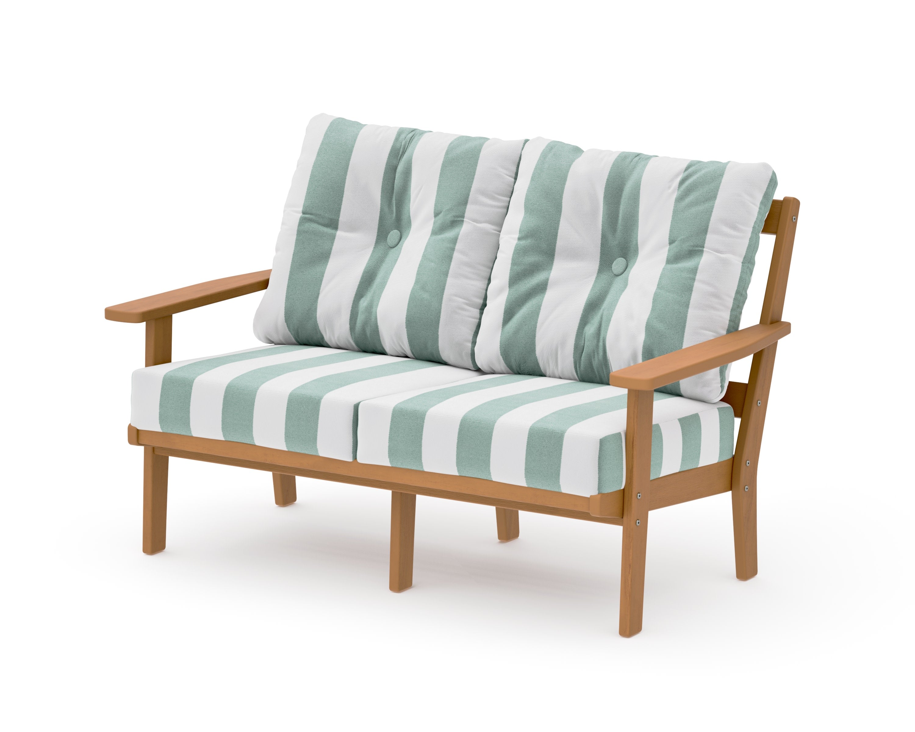 Oxford Deep SeatingLoveseat in Natural / Cabana Stripe Glacier Spa