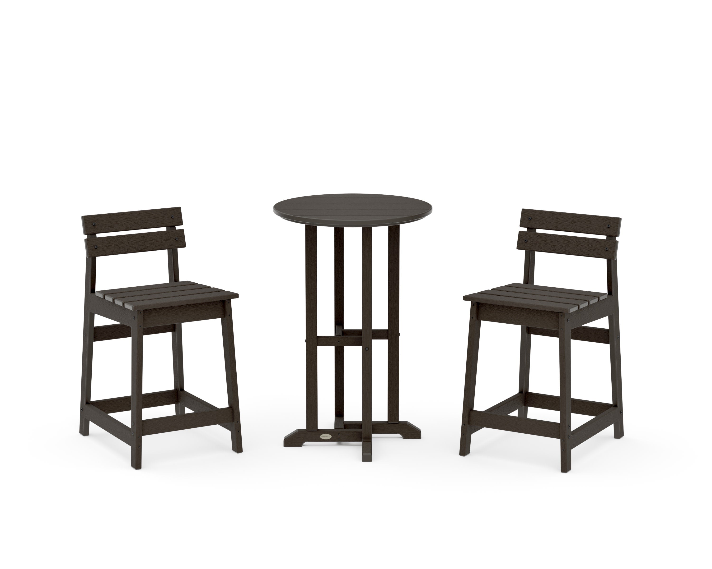 Modern Studio Plaza Lowback 3-Piece Bistro Counter Set in Vintage Coffee
