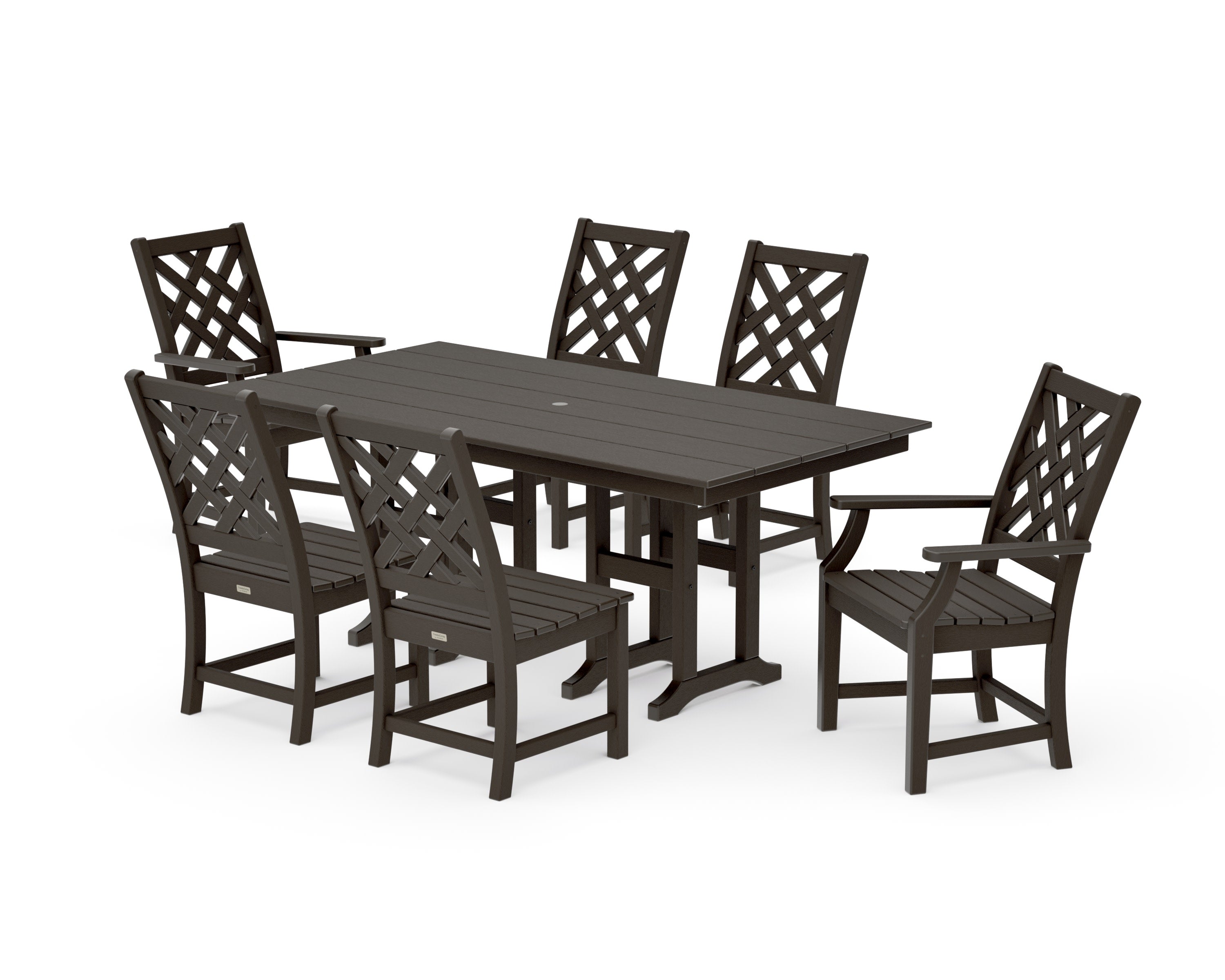 Wovendale 7-Piece Farmhouse Dining Set in Vintage Coffee
