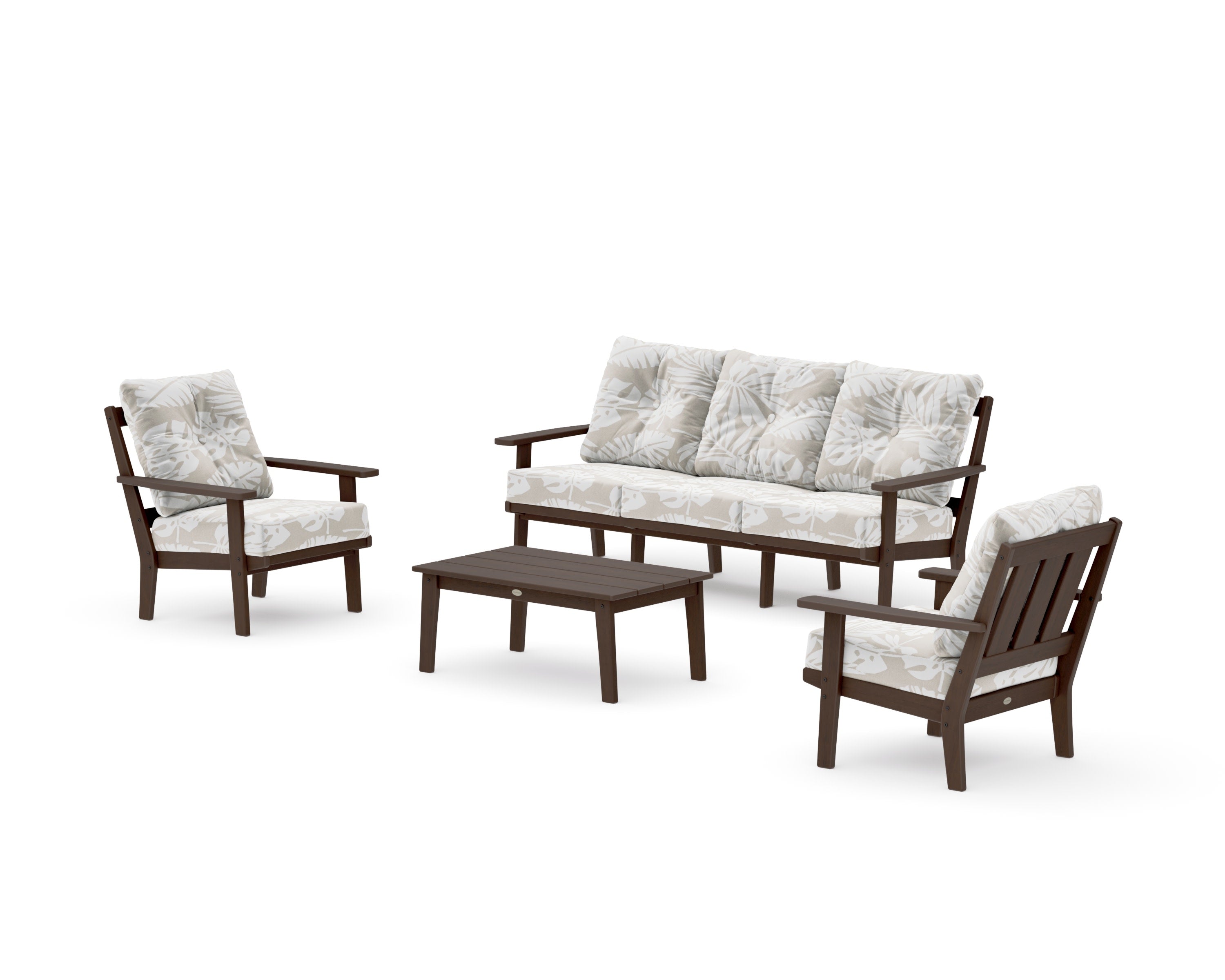 Oxford 4-Piece Deep Seating Set with Sofa in Kona / Leaf Dune Burlap