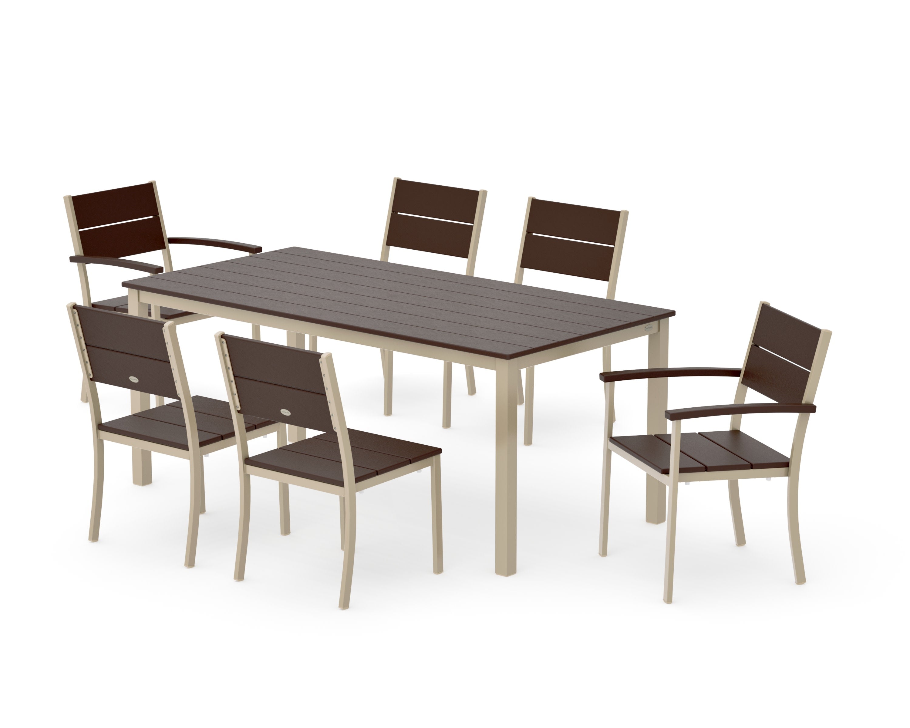Main Street 7-Piece Dining Set in Sand / Mahogany