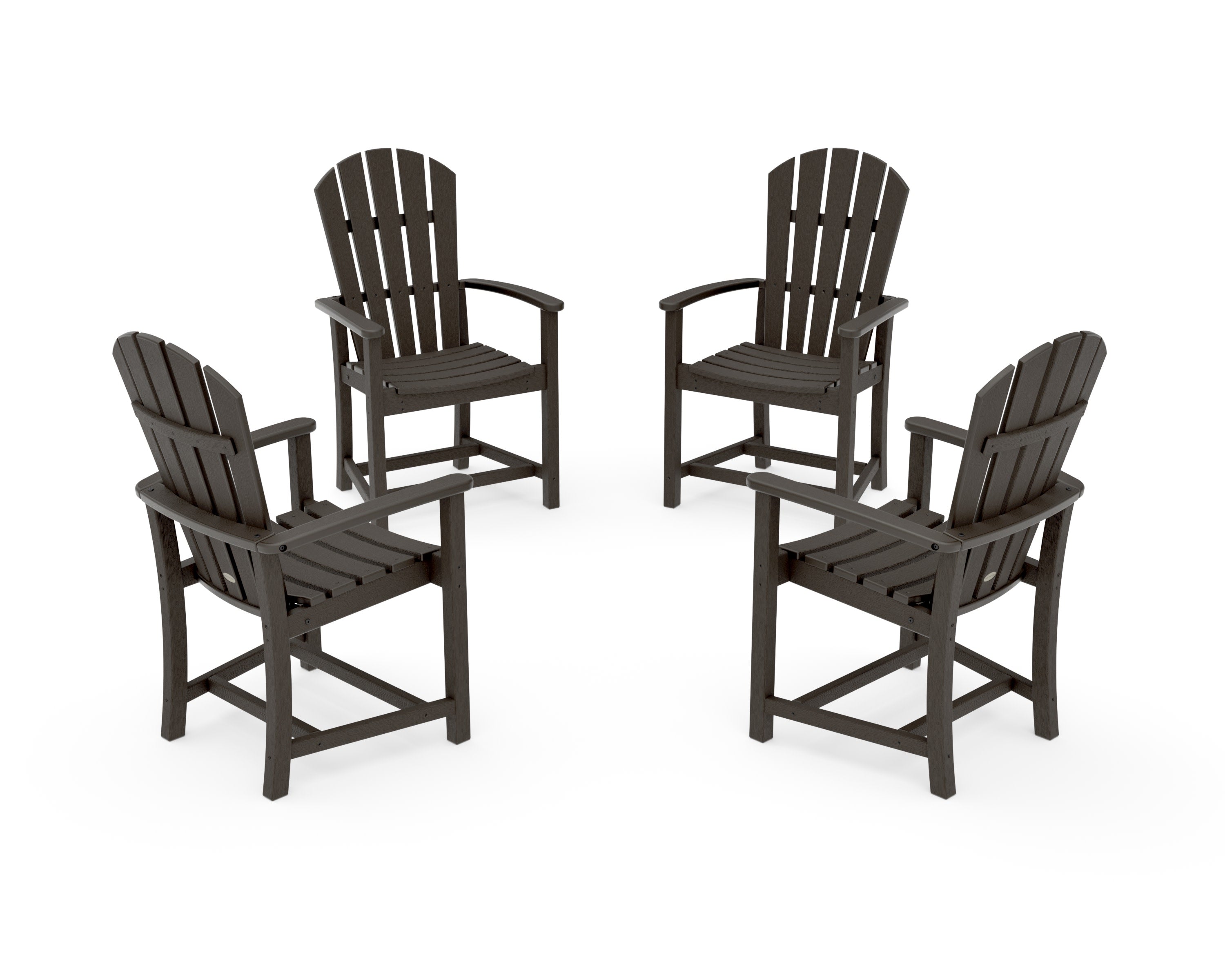 Palm Coast 4-Piece Upright Adirondack Conversation Set in Vintage Coffee