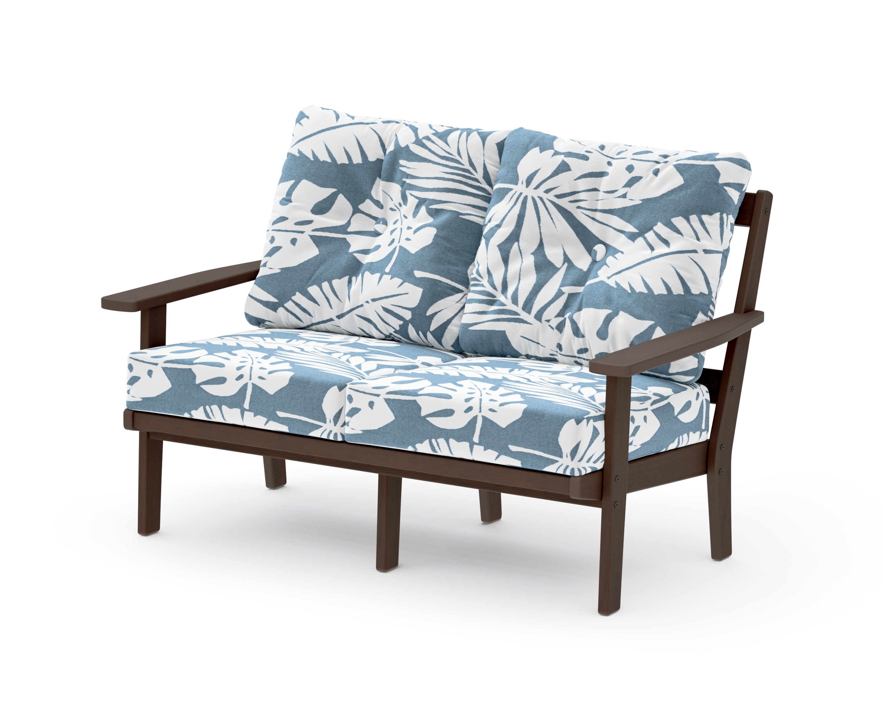 Prairie Deep SeatingLoveseat in Kona / Leaf Sky Blue