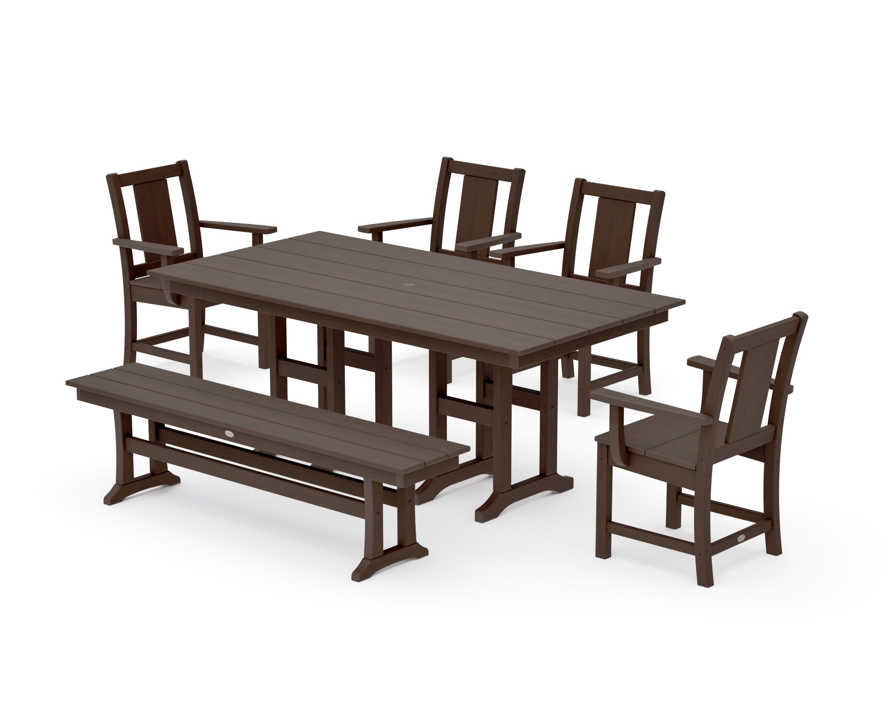 Prairie 6-Piece Farmhouse Dining Set with Bench in Kona