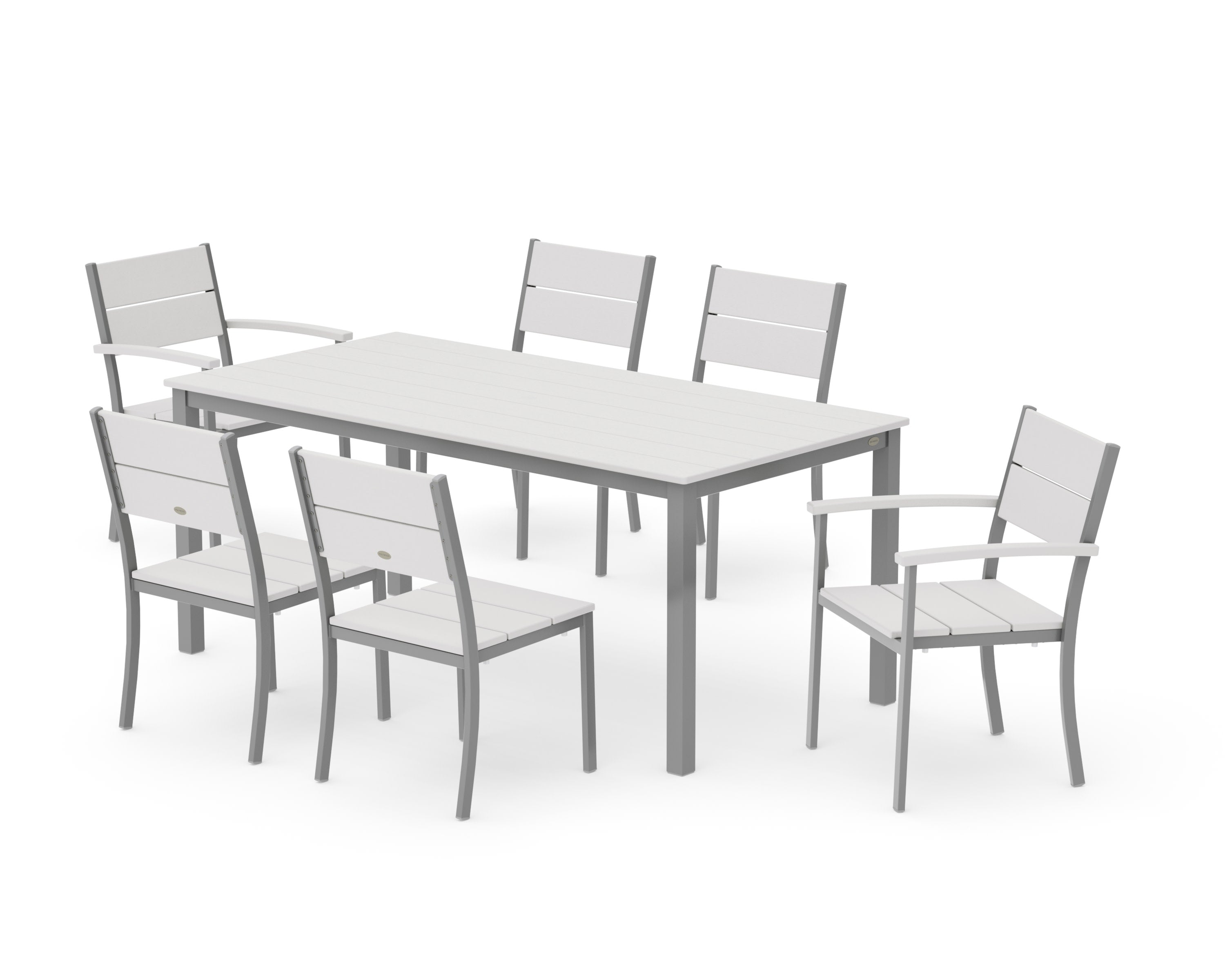 Main Street 7-Piece Dining Set in Silver / Vintage White