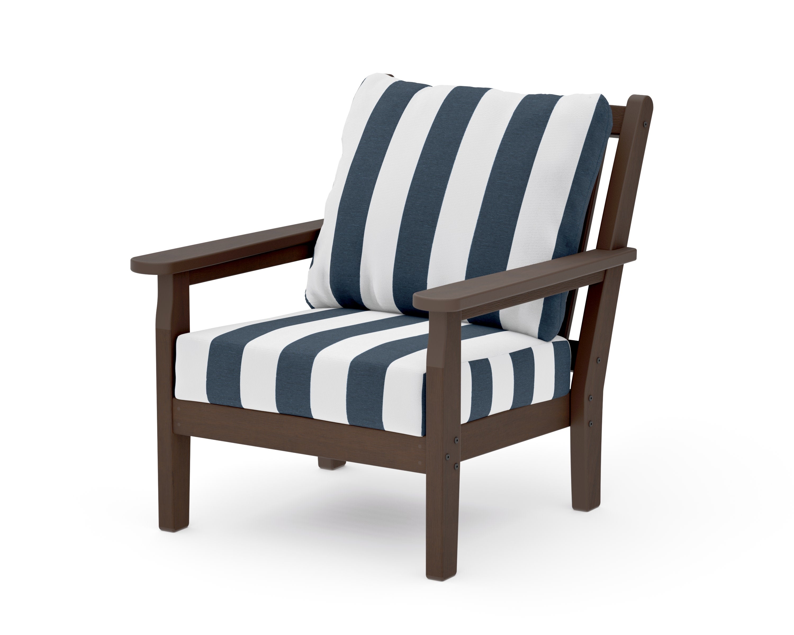 Chippendale Deep Seating Chair in Kona / Cabana Stripe Marine Indigo