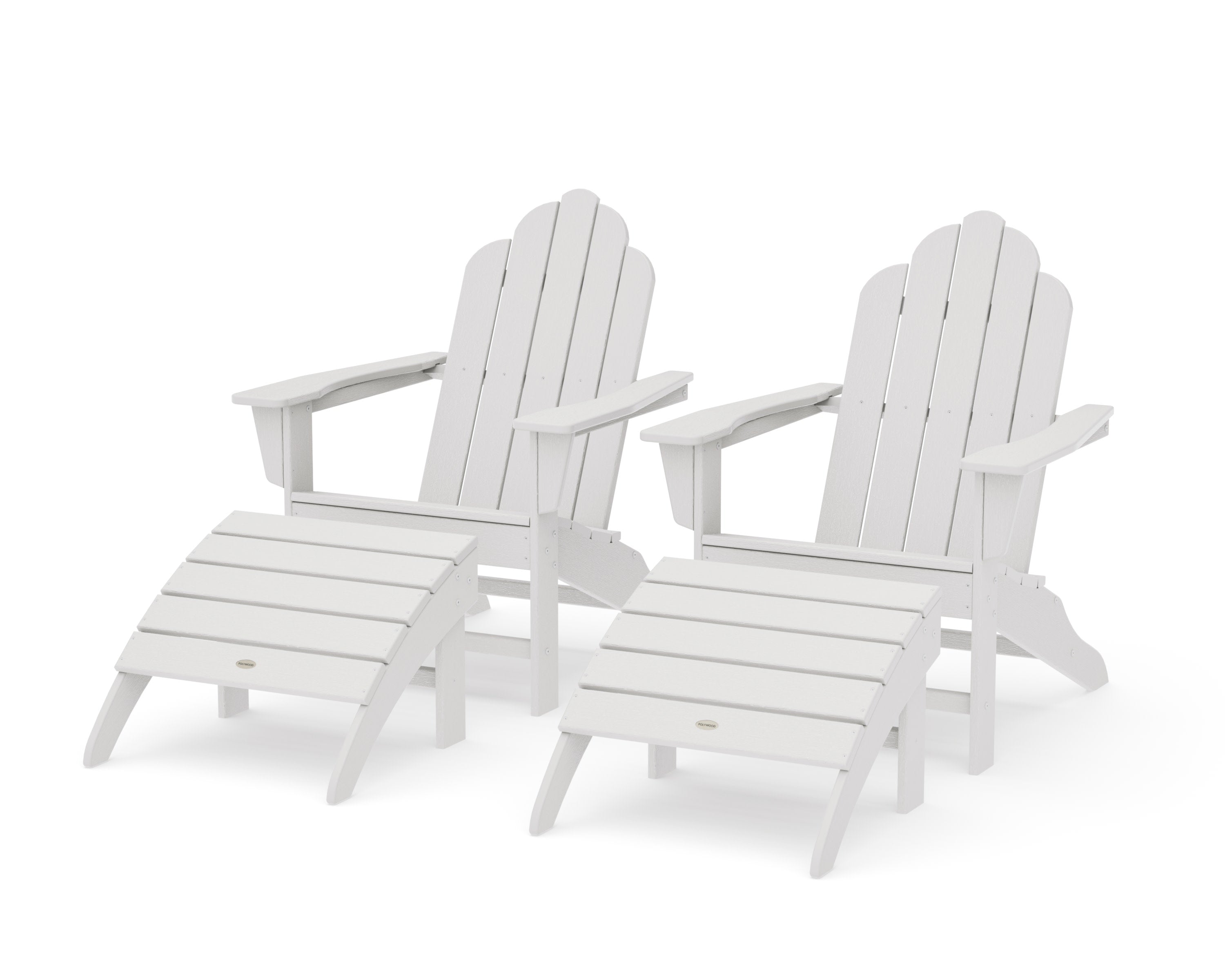 Long Island Adirondack Chair 4-Piece Set with Ottomans in Vintage White