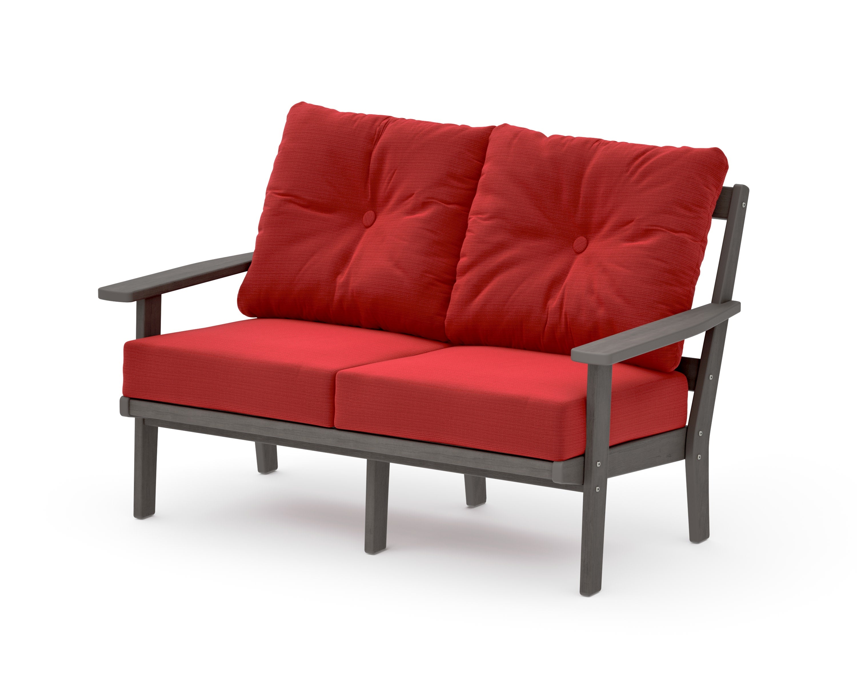 Prairie Deep SeatingLoveseat in Driftwood / Crimson Linen