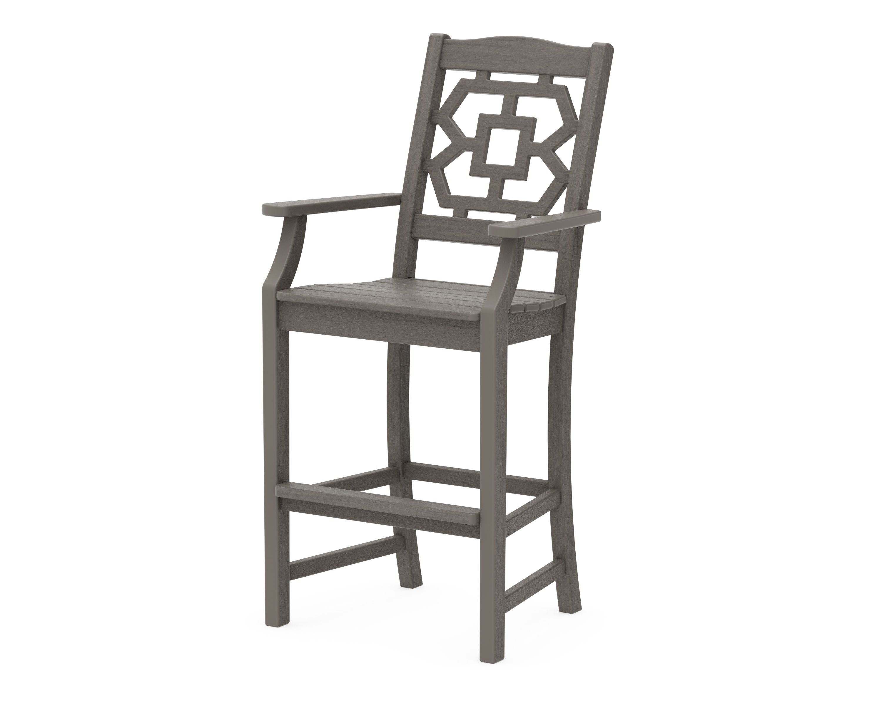 Chinoiserie Bar Arm Chair in Driftwood