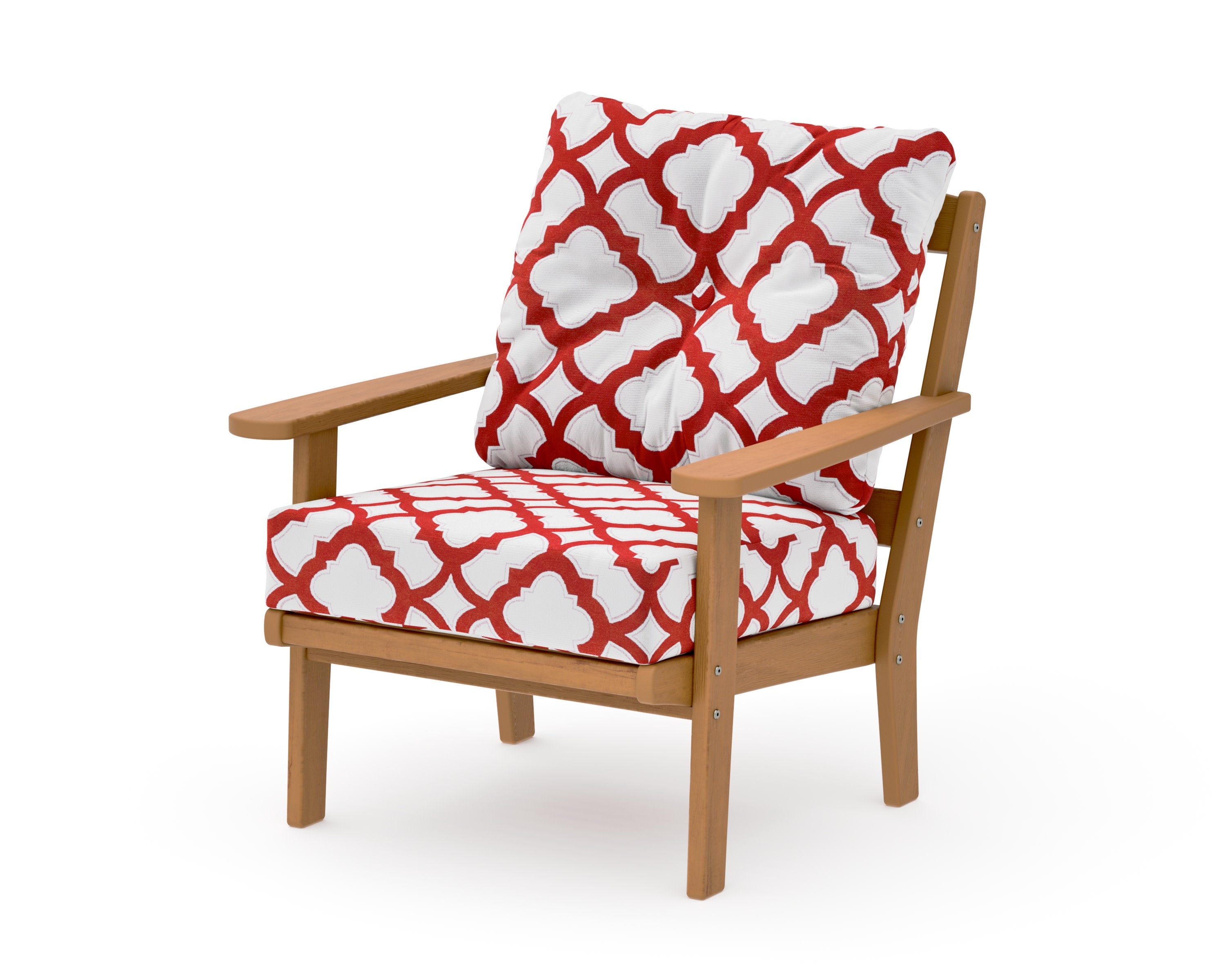 Mission Deep Seating Chair in Natural / Trellis Crimson